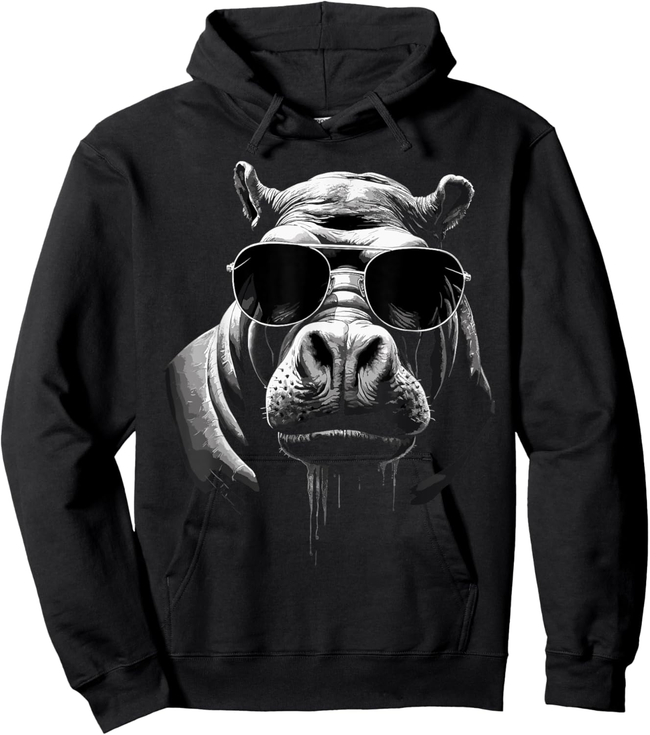 Sunglasses Africa Safari Zoo Animal Lovers Cool Hippo Hoodie - Hoodie | Black