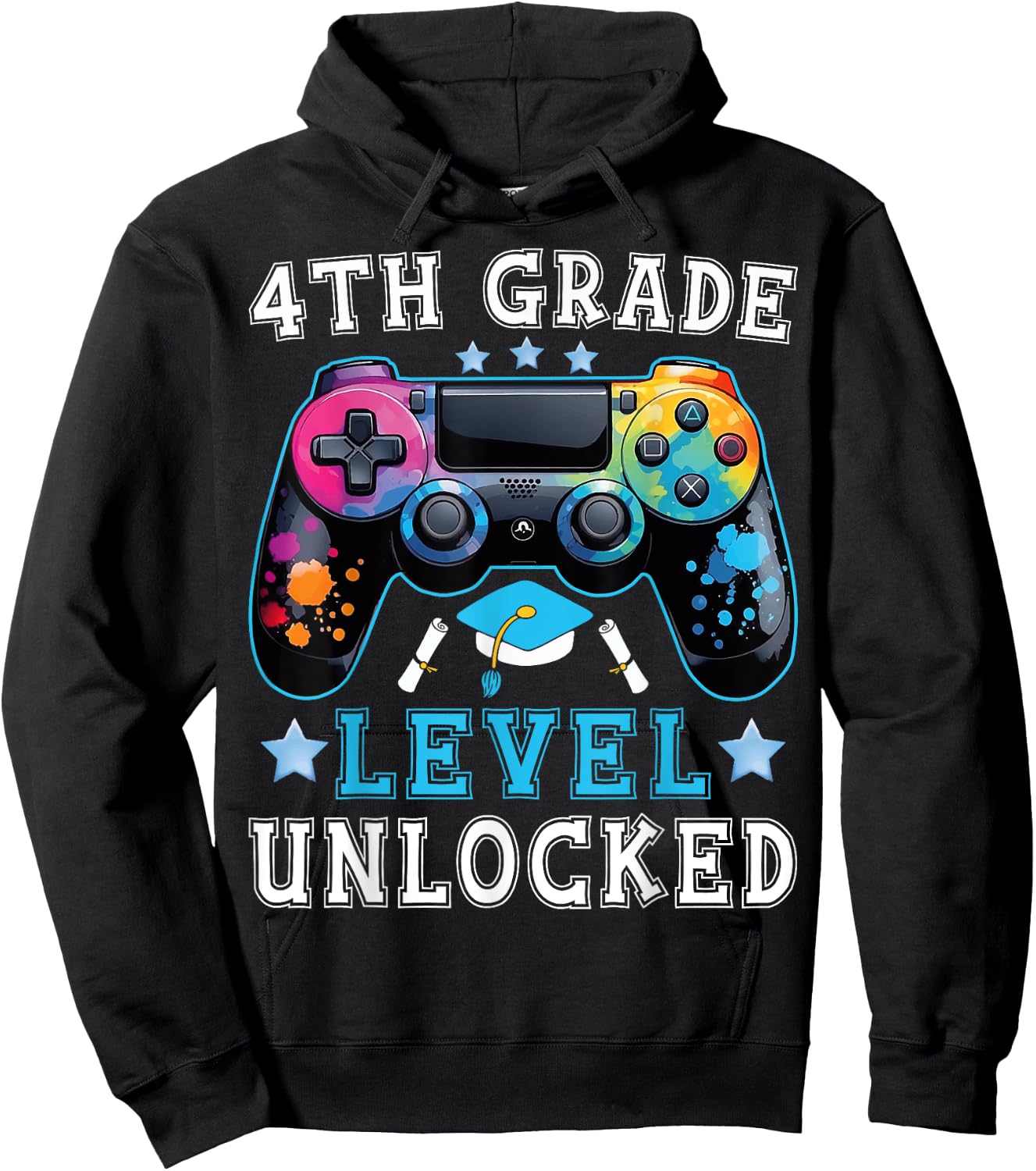4th Grade Level Unlocked Gamer Boys First Day Back To School Hoodie - Hoodie | Black