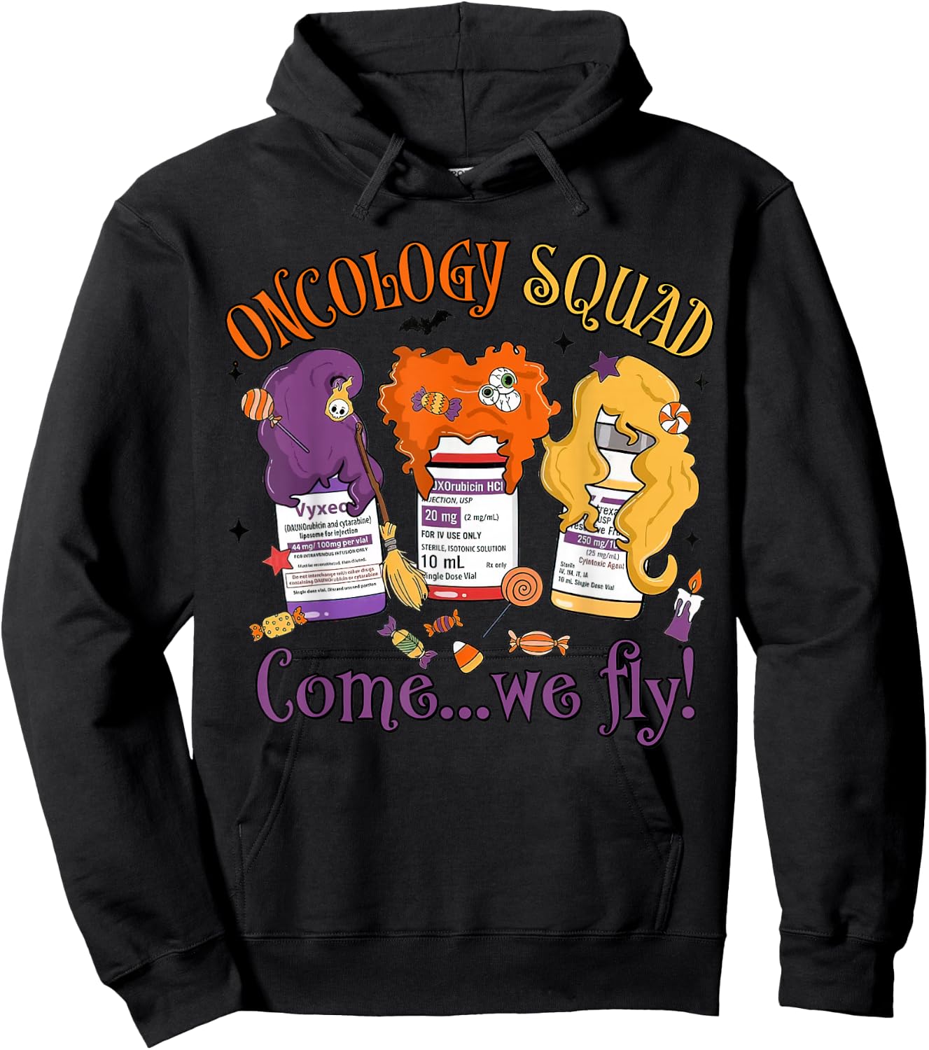 Oncology Nurse Halloween, Pediatric Oncology,Oncology Squad Hoodie - Hoodie | Black