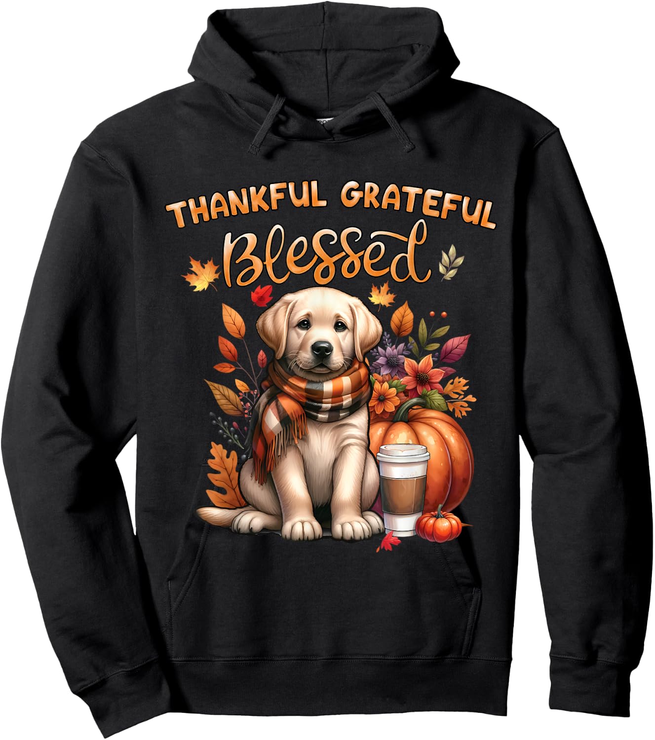 Labrador Retriever Dog pumpkin spice Happy Fall Yall autumn Hoodie - Hoodie | Black