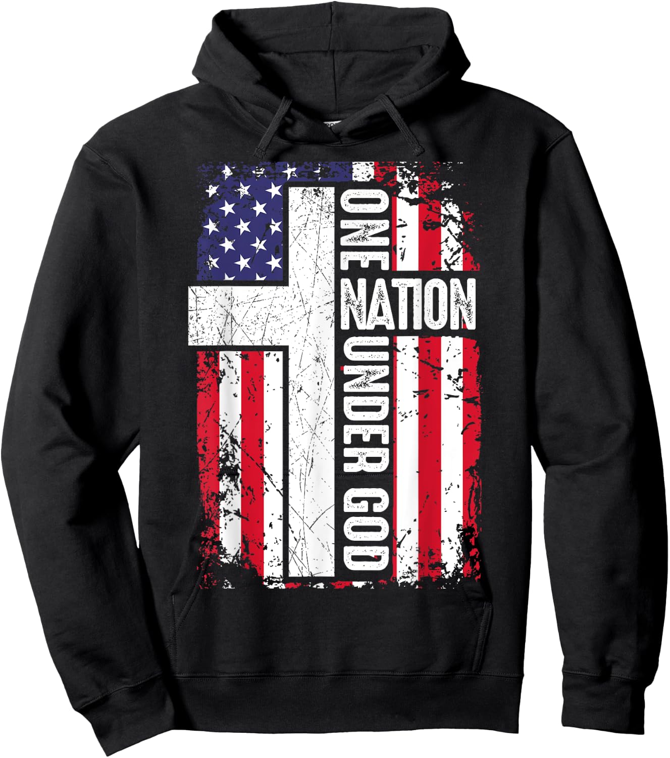 One Nation Under God 4th July Shirt Christian Women Dad Men Hoodie - Hoodie | Black