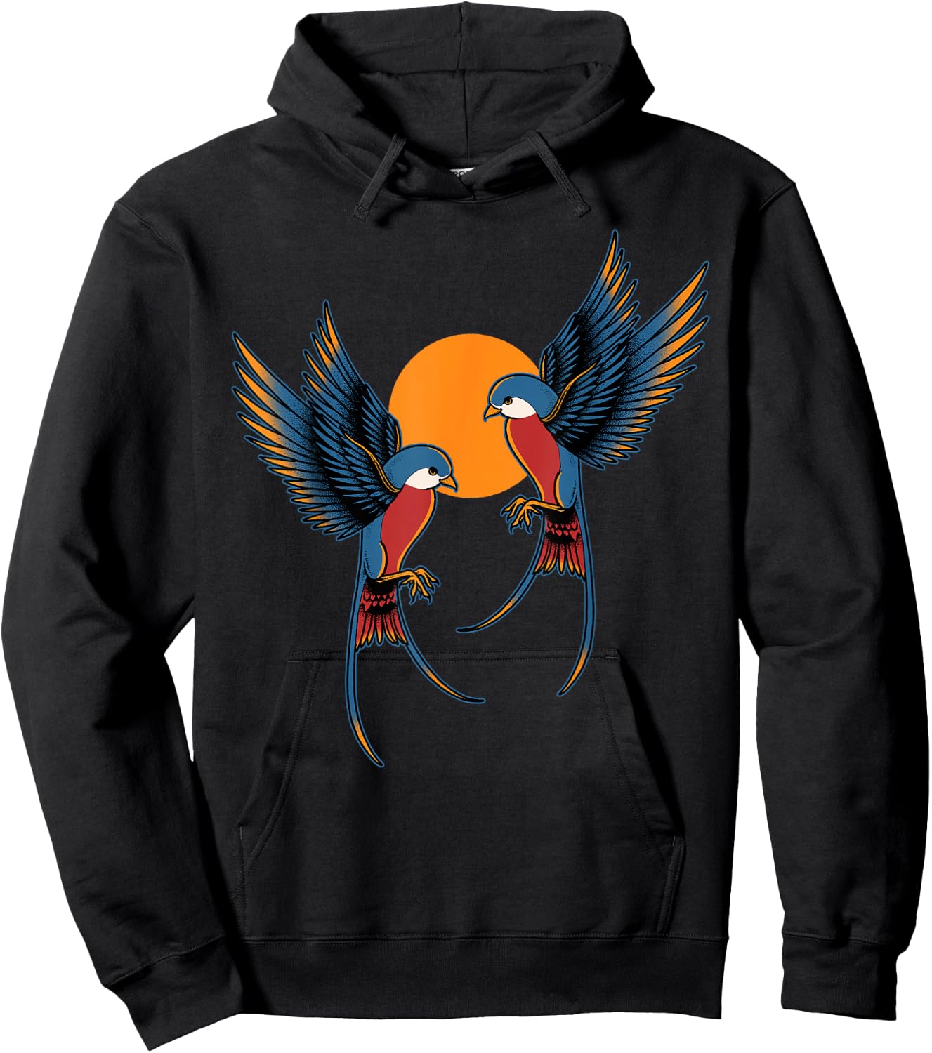 Swallows Sunset Majestic Birds Animal Lover Tattoo Birding Hoodie - Hoodie | Black