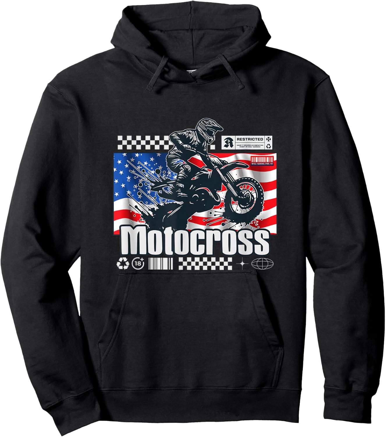 Usa themed Dirt Bike Motocross MX Supercross Graphic Hoodie - Hoodie | Black