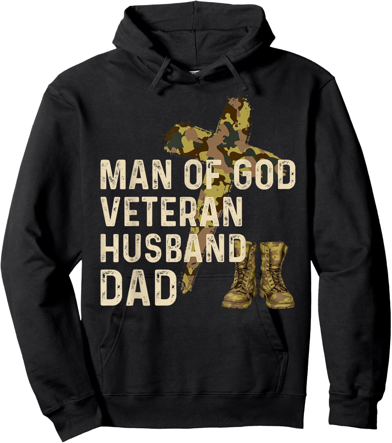 Man Of God Veteran Husband Dad Christian Jesus Camouflage Hoodie - Hoodie | Black