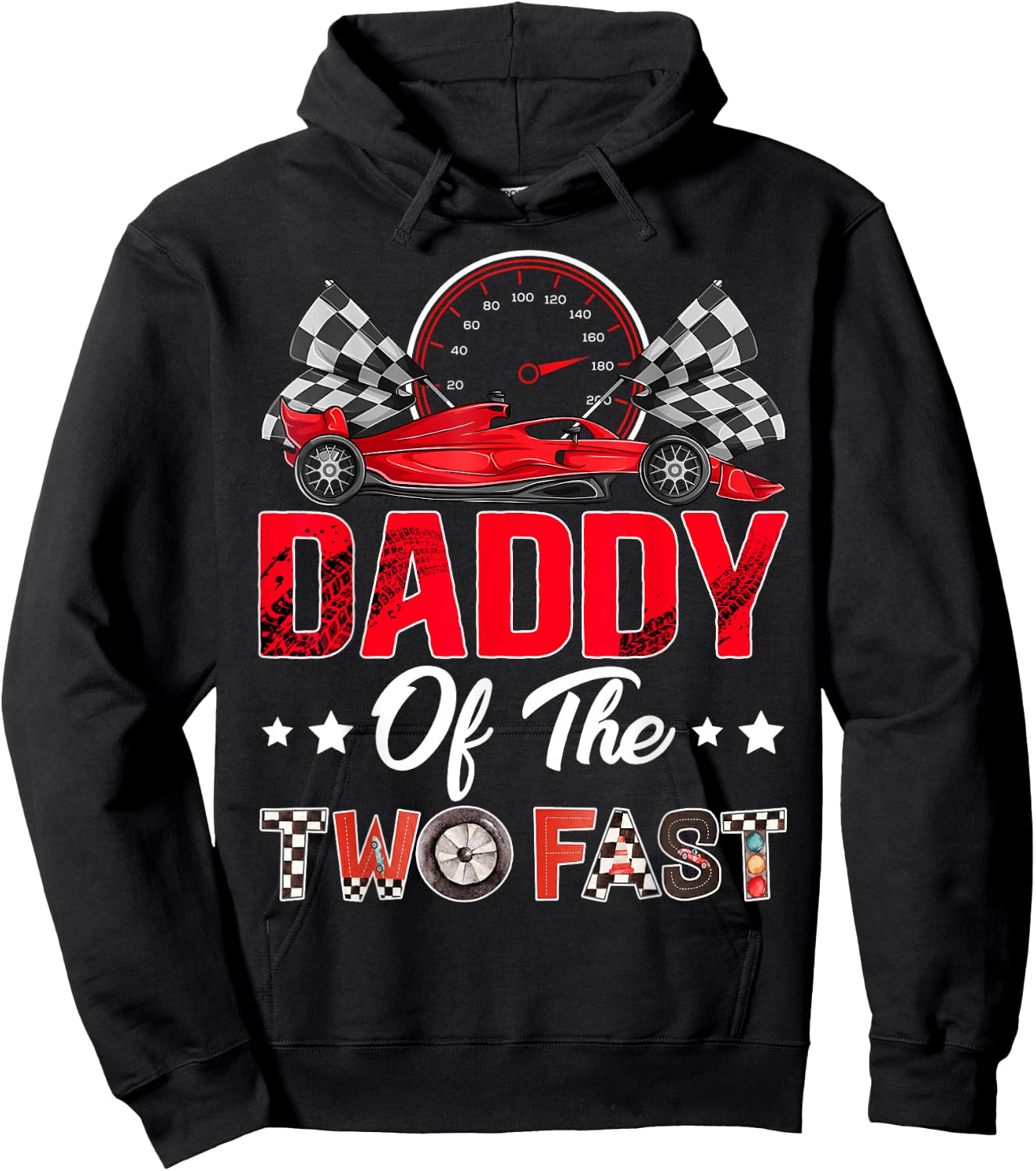 Daddy of The Two Fast 2nd Birthday Boy Racing Car Family Hoodie - Hoodie | Black