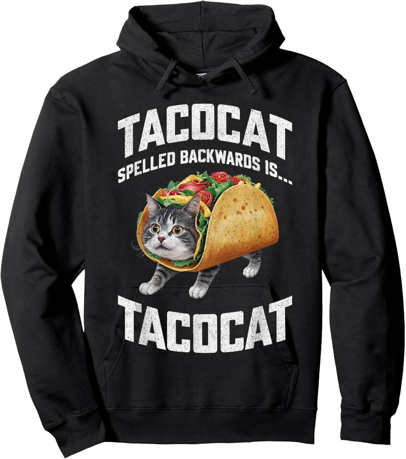 Tacocat Spelled Backward Is Tacocat Shirt Taco Cat Lover Men Women Girls Kids Hoodie - Hoodie | Black