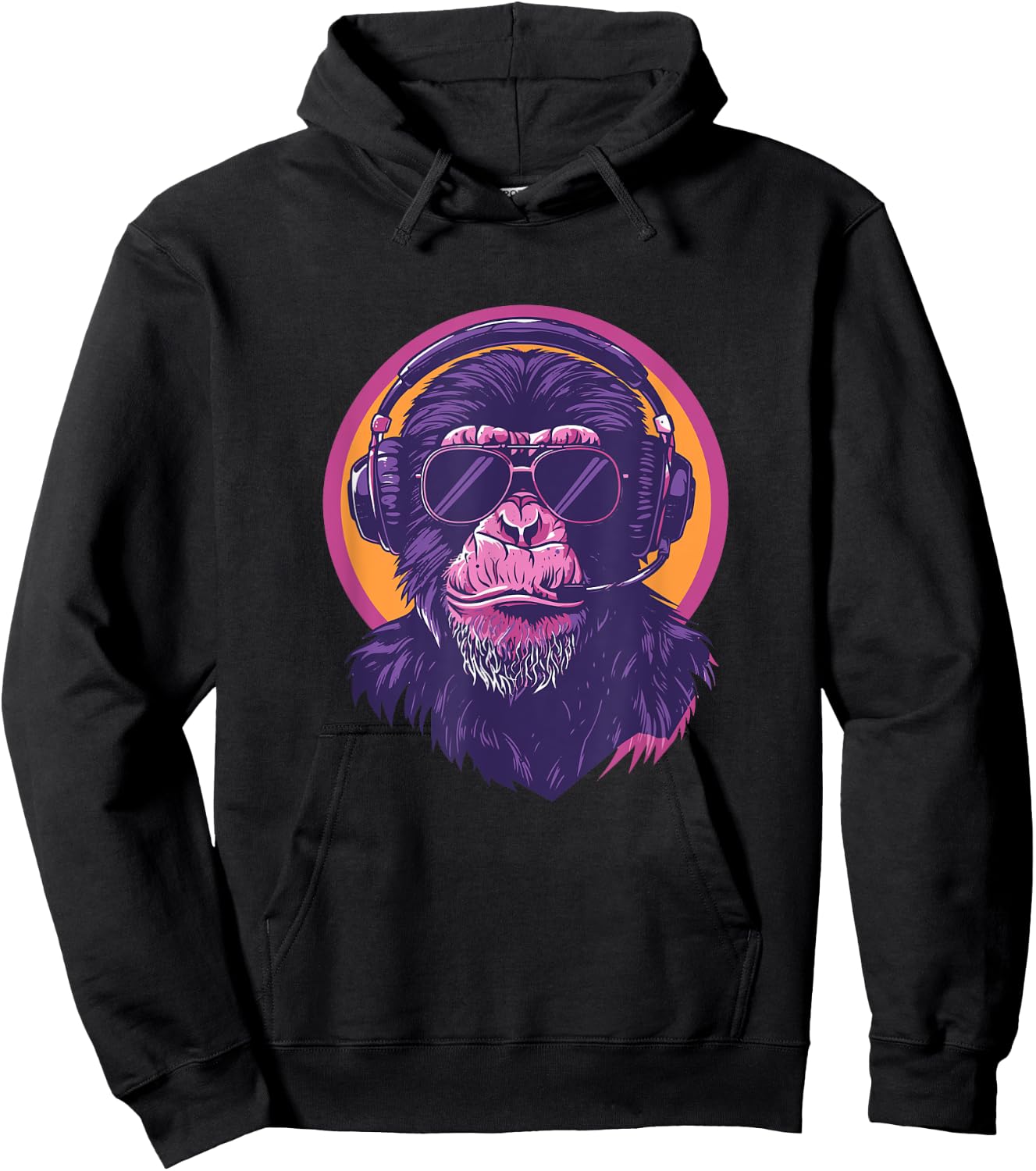 90s Retro Vaporwave Style Cool & Cute Chimp Art Hoodie - Hoodie | Black