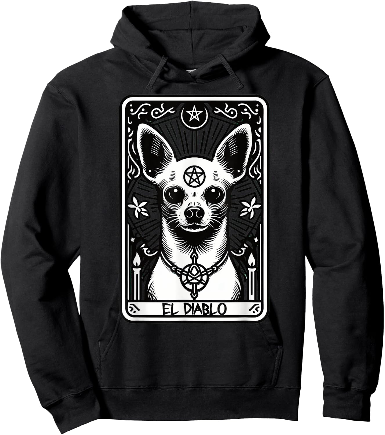 Tarot Card Dog The Devil, Satanic Goth Halloween Chihuahua Men Women Hoodie - Hoodie | Black