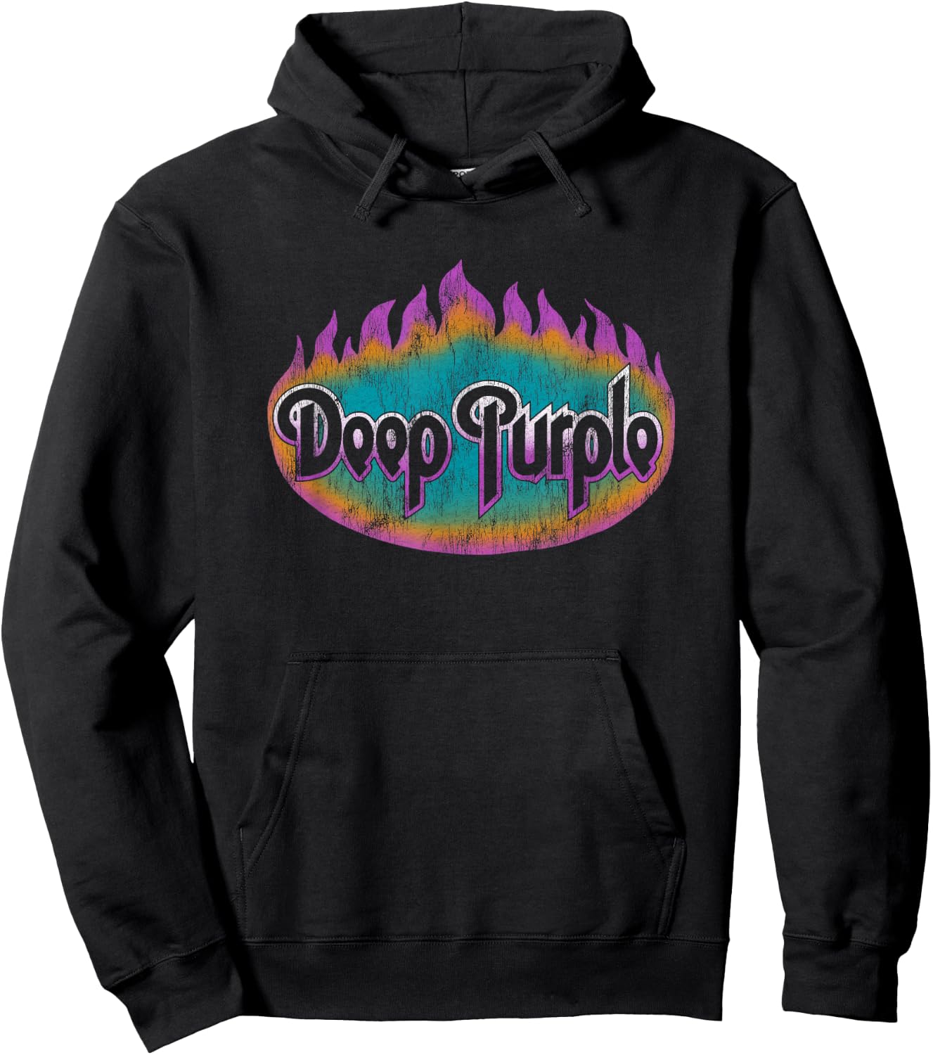 Deep Purple Flames Logo Hoodie - Hoodie | Black