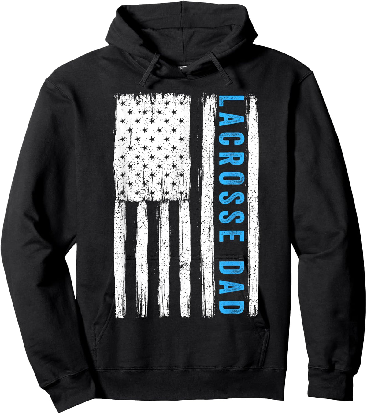 Vintage Lacrosse Dad American US Flag Best Father Papa Men Hoodie - Hoodie | Black