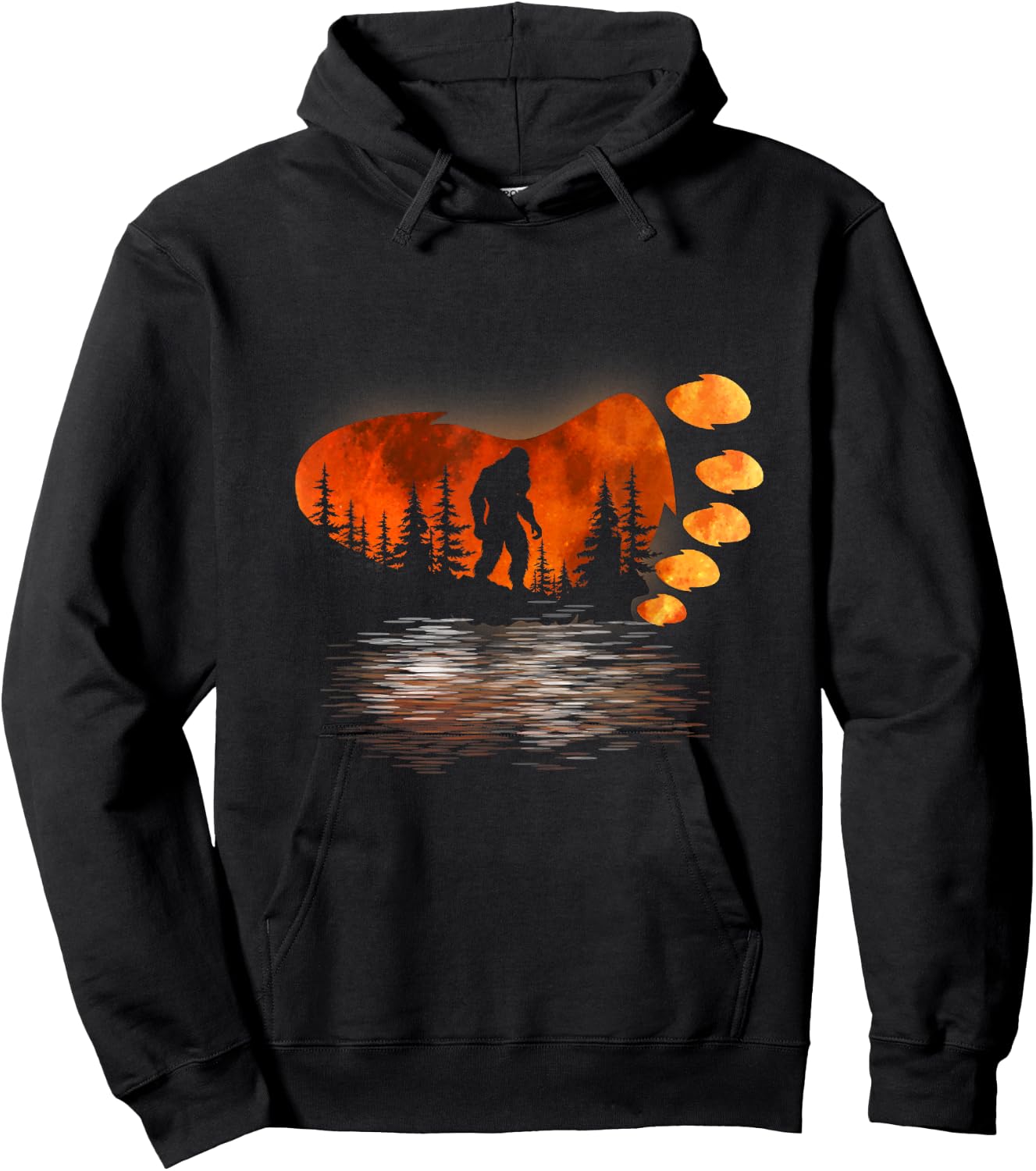 Bigfoot Sasquatch Full Moon In The Forest Women Kids Hoodie - Hoodie | Black