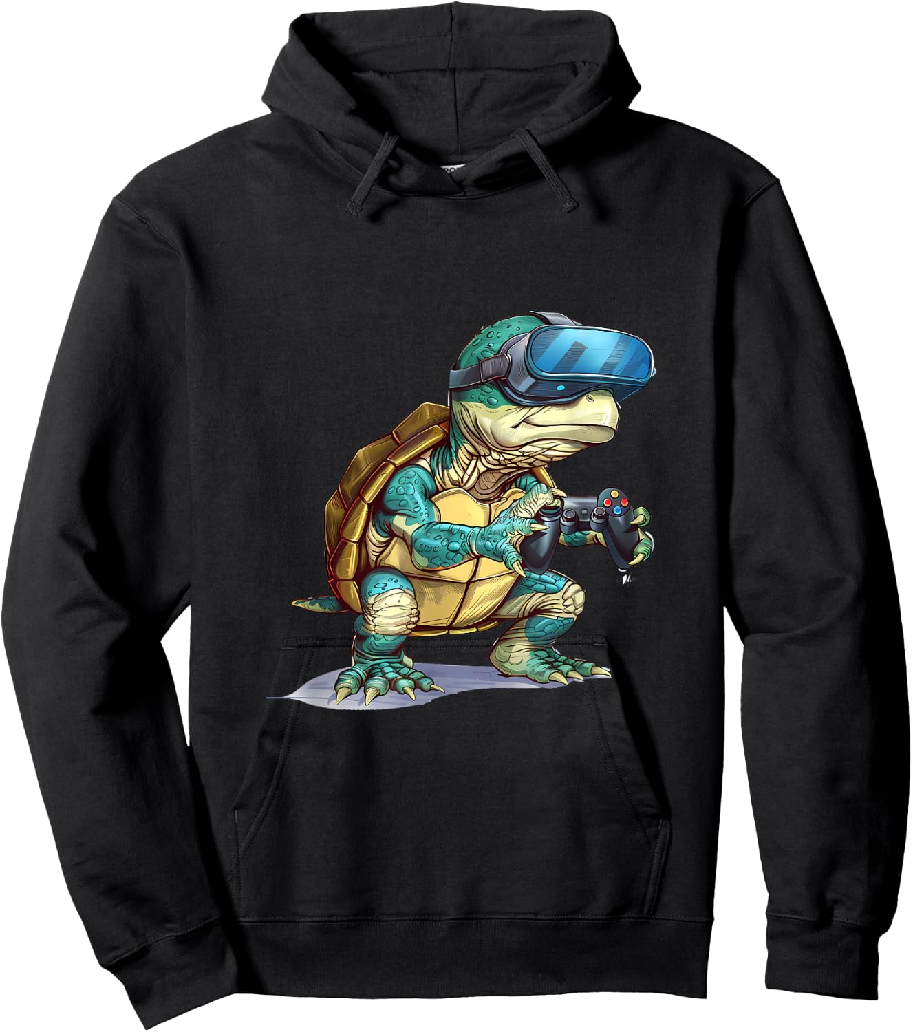 Gaming Animals- Turtle Playing Console Video Games Hoodie - Hoodie | Black