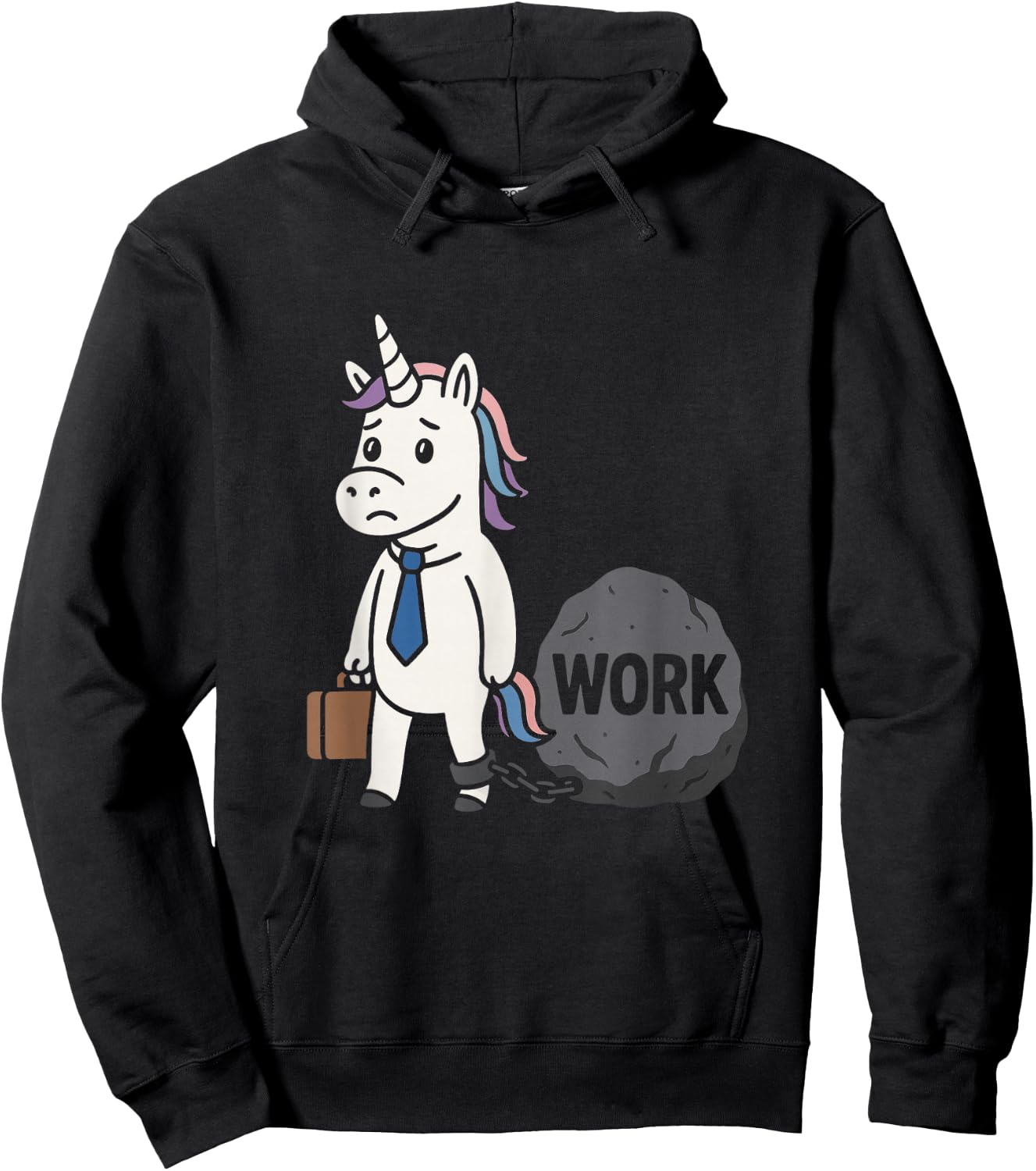 Funny Work Unicorn Chained to Rock Office Humor Burnout Hoodie - Hoodie | Black