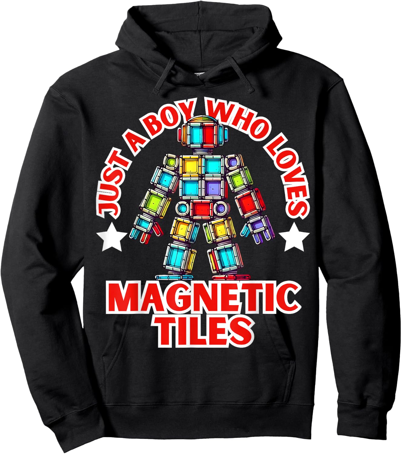 Magnet Tiles Just a Boy Who Loves Magnetic Tiles Robot Hoodie - Hoodie | Black