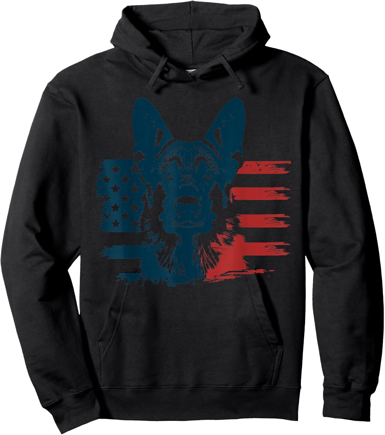 Patriotic German Shepherd American Flag 4th of July Shepherd Hoodie - Hoodie | Black