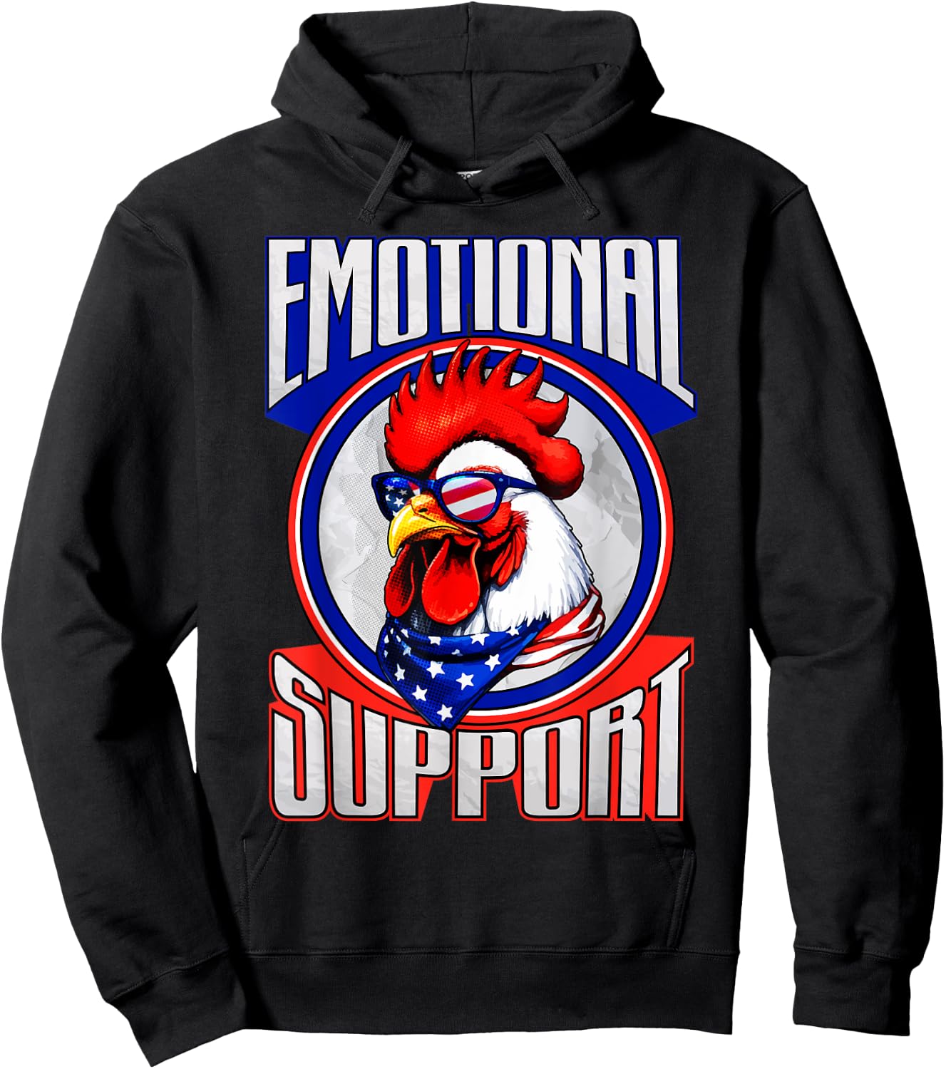 Emotional Support Chicken Lover Gift Funny Rooster Hoodie - Hoodie | Black