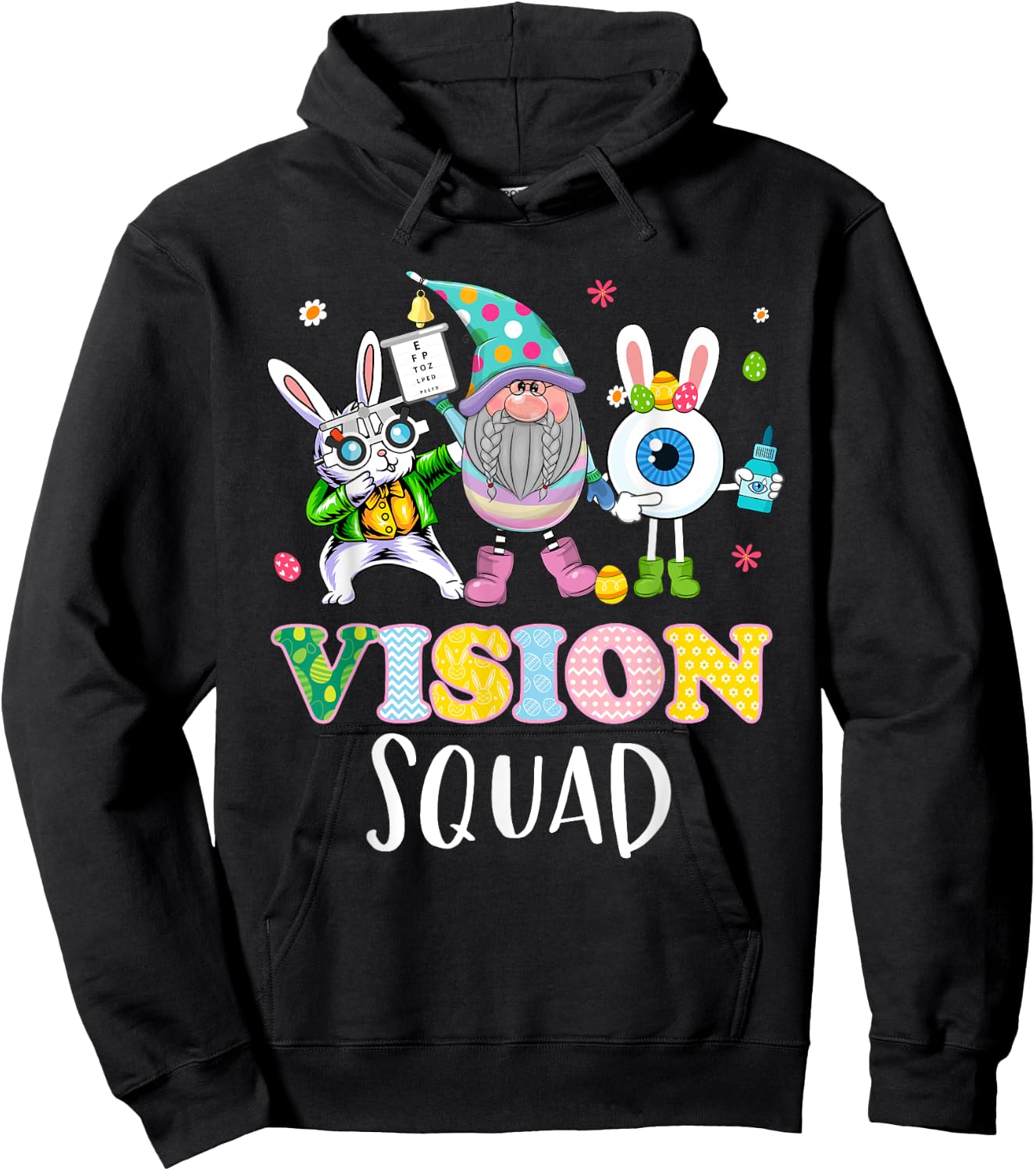 Funny Vision Squad Optometry Optometrist Bunny Easter Day Hoodie - Hoodie | Black