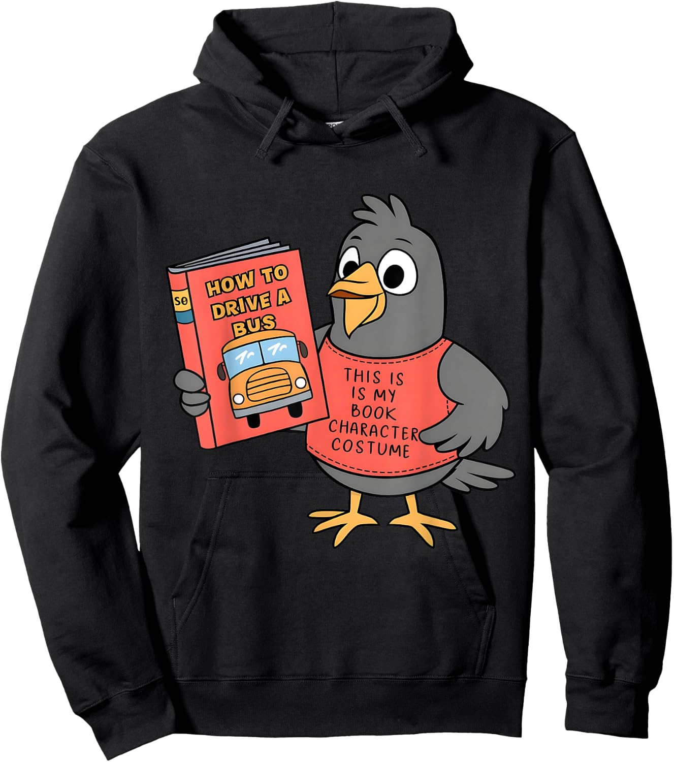 This Is My Book Character Costume-Funny Pigeon, Kids Reading Hoodie - Hoodie | Black