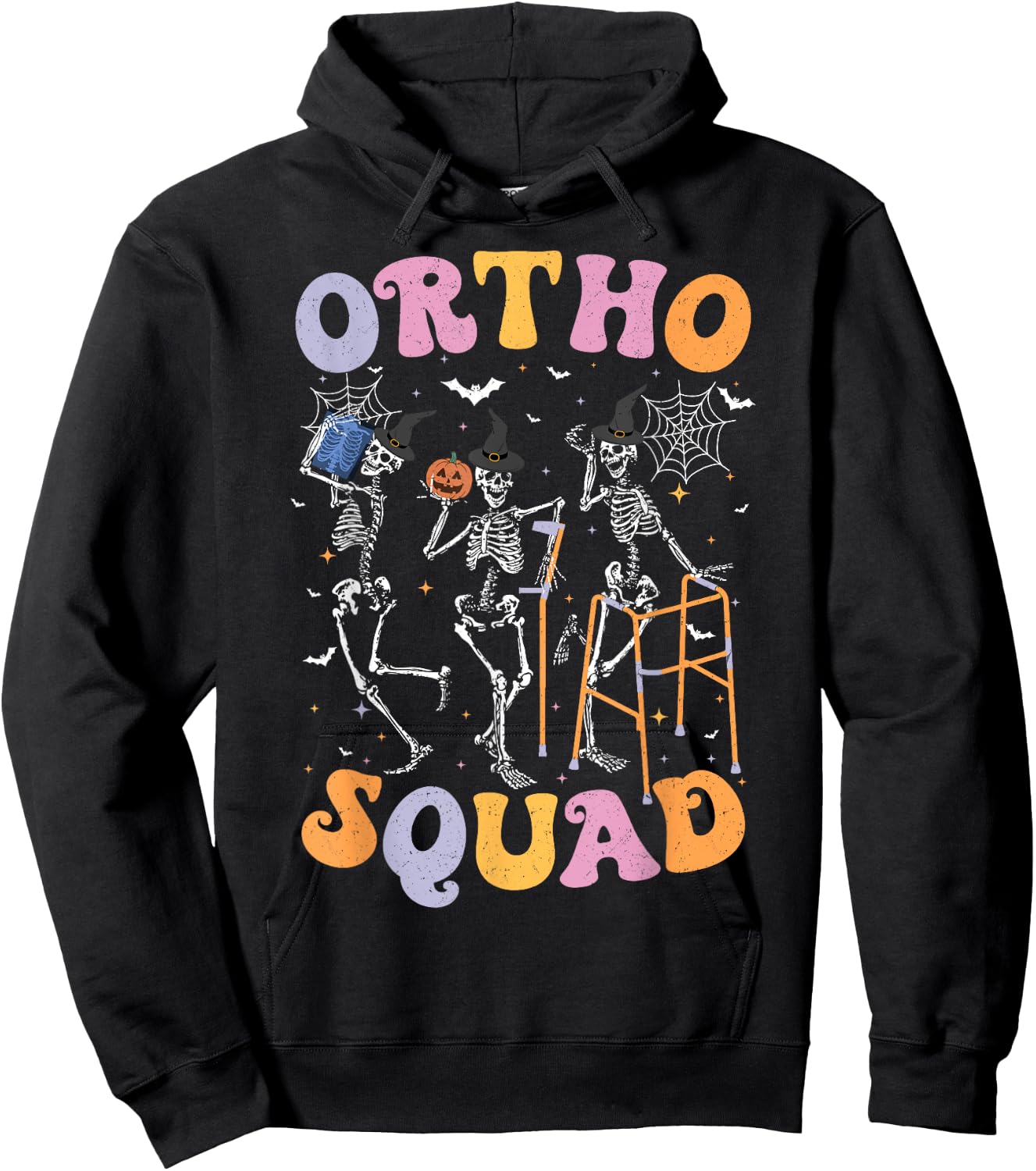 Ortho Squad Halloween Pumpkin Dancing Orthopedic Skeletons Hoodie - Hoodie | Black