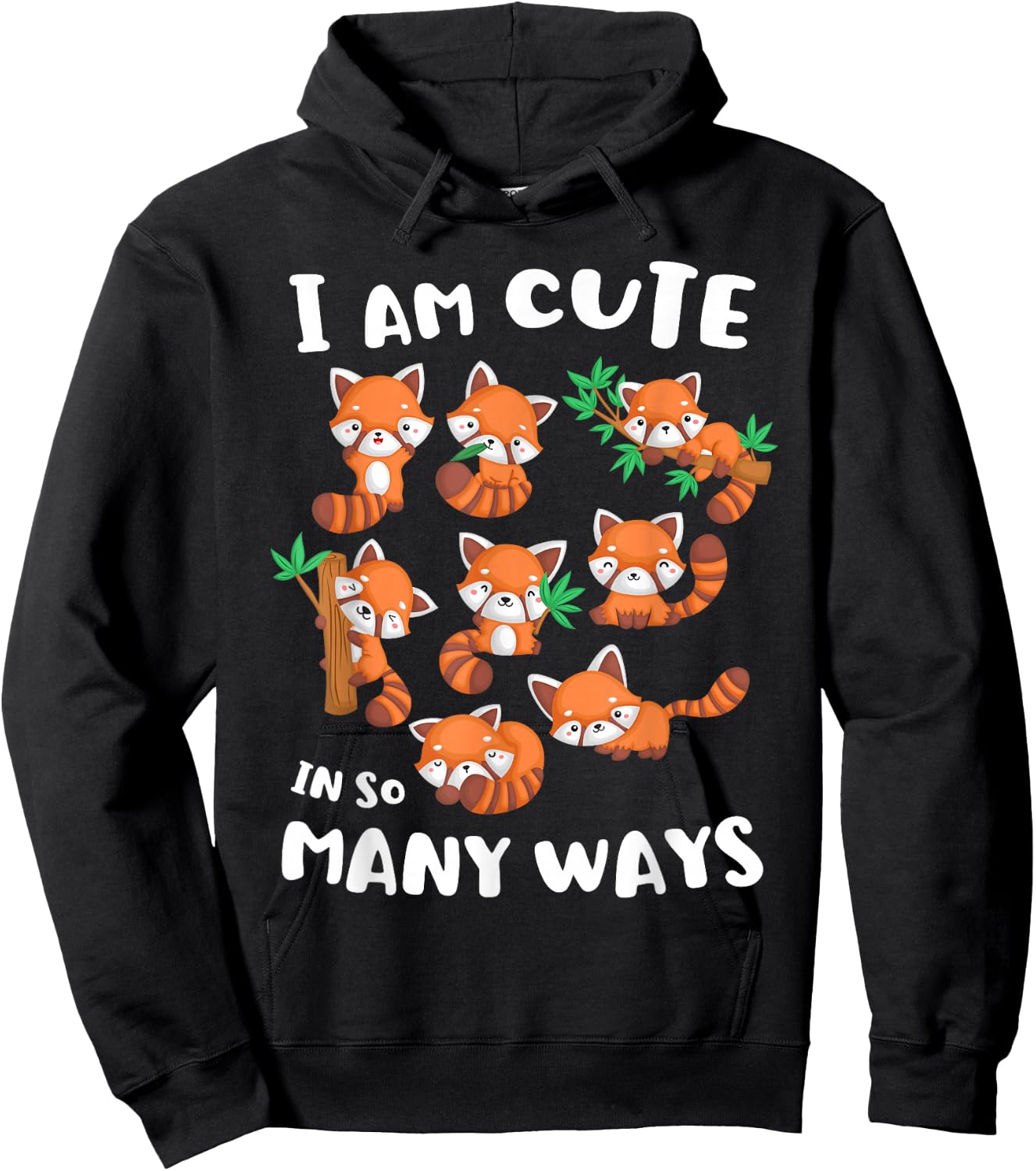 I Am Cute in So Many Ways Red Panda Shirt Cute Kids Kawaii Hoodie - Hoodie | Black
