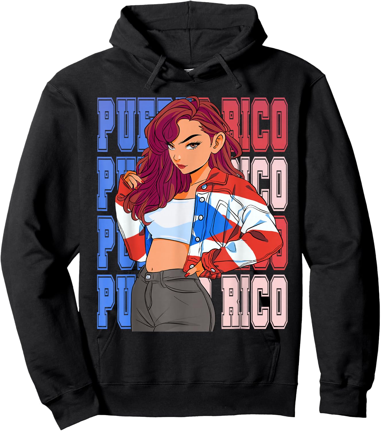 Puerto Rico Girl Boricua Rican Hispanic Heritage Month Hoodie - Hoodie | Black