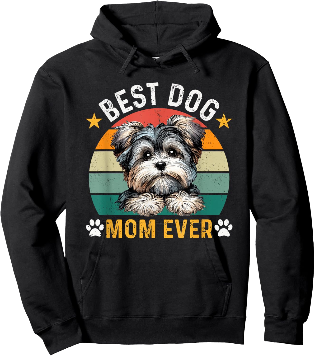 Best Morkie Dog Mom Ever Funny Dogs Owner Retro Hoodie - Hoodie | Black