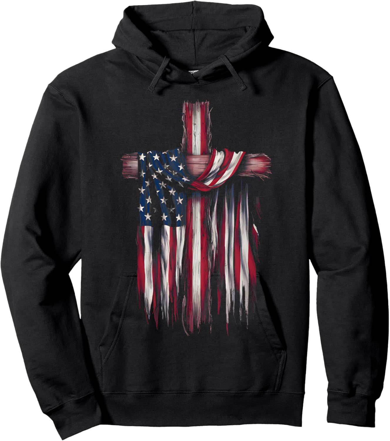 USA Flag Religious Quote 4th of July Christian Faith Hoodie - Hoodie | Black