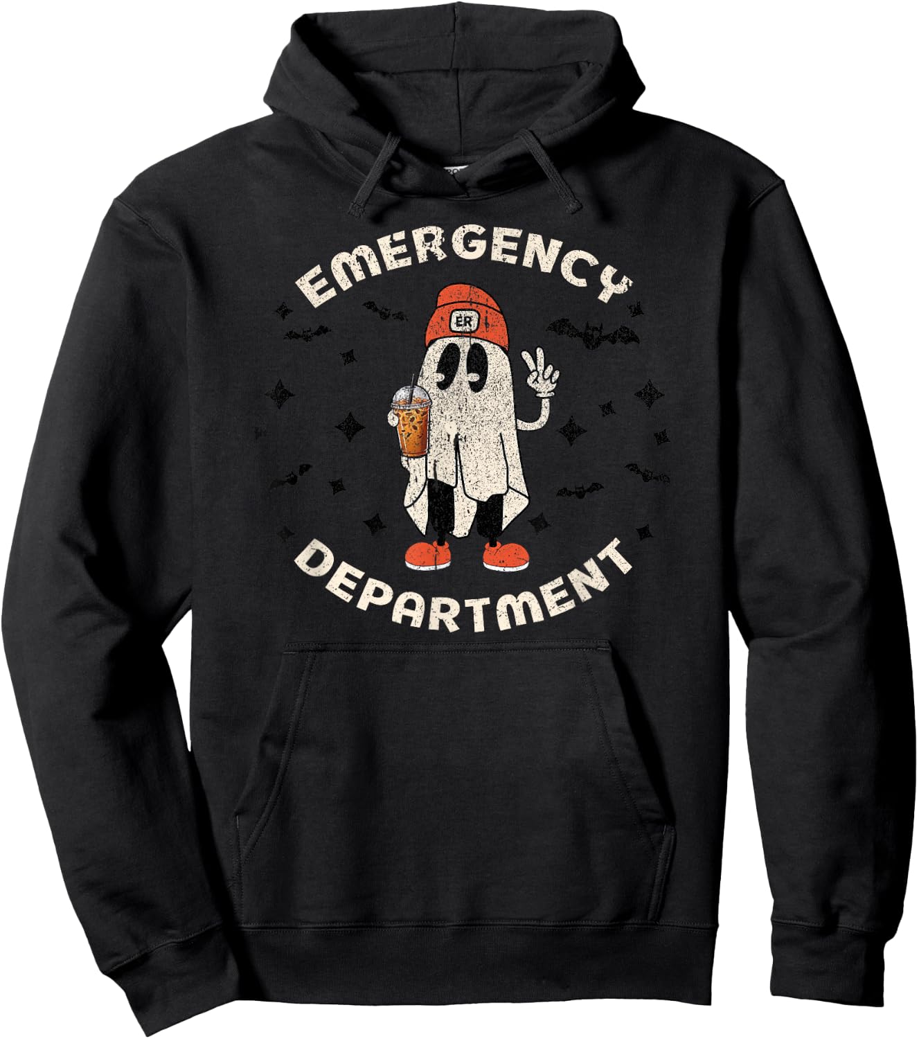 Halloween Emergency Department Ghost ER Nurse Tech ED Nurse Hoodie - Hoodie | Black