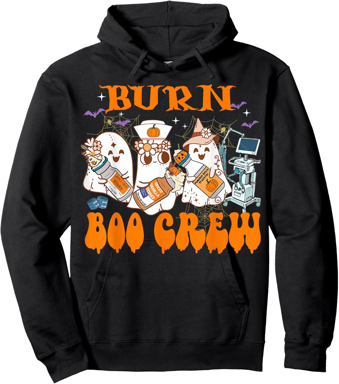 Burn Nurse Halloween Anesthetist Boo Crew Squad Hoodie - Hoodie | Black