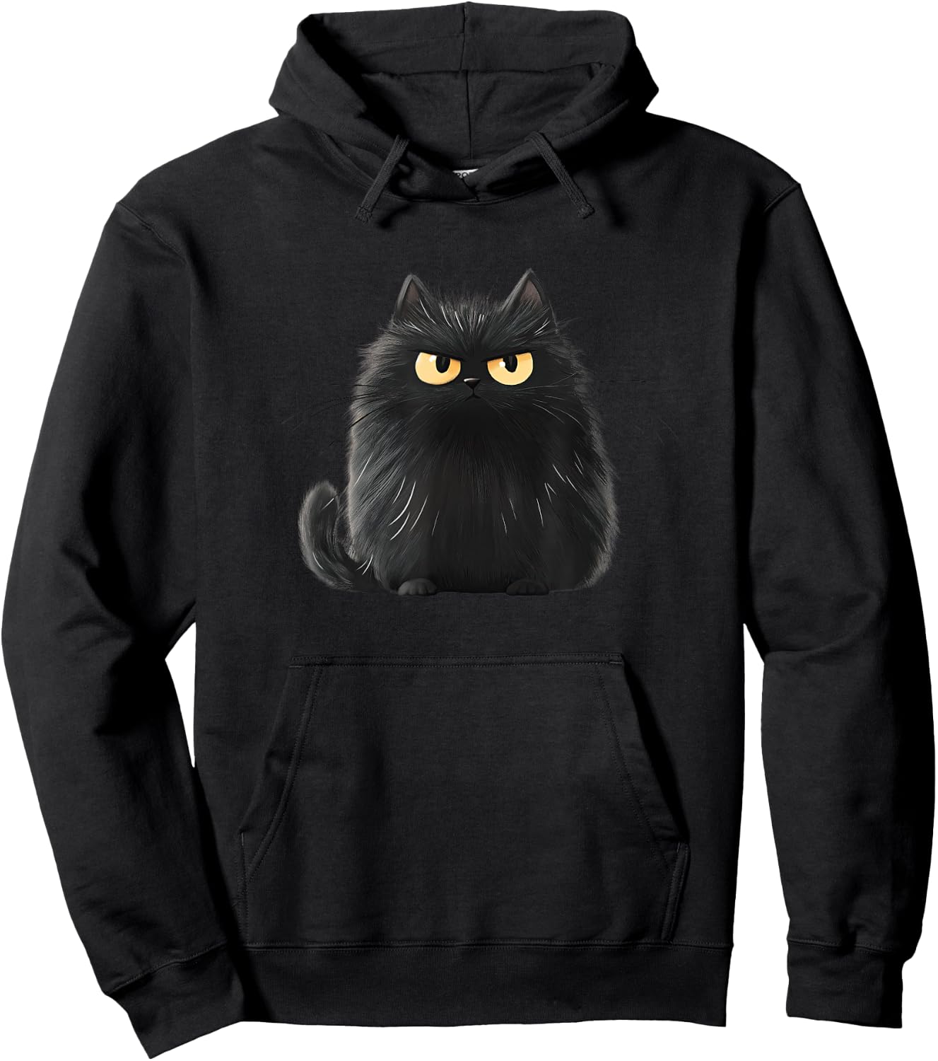 Cute, Fat, Black Cat Hoodie - Hoodie | Black