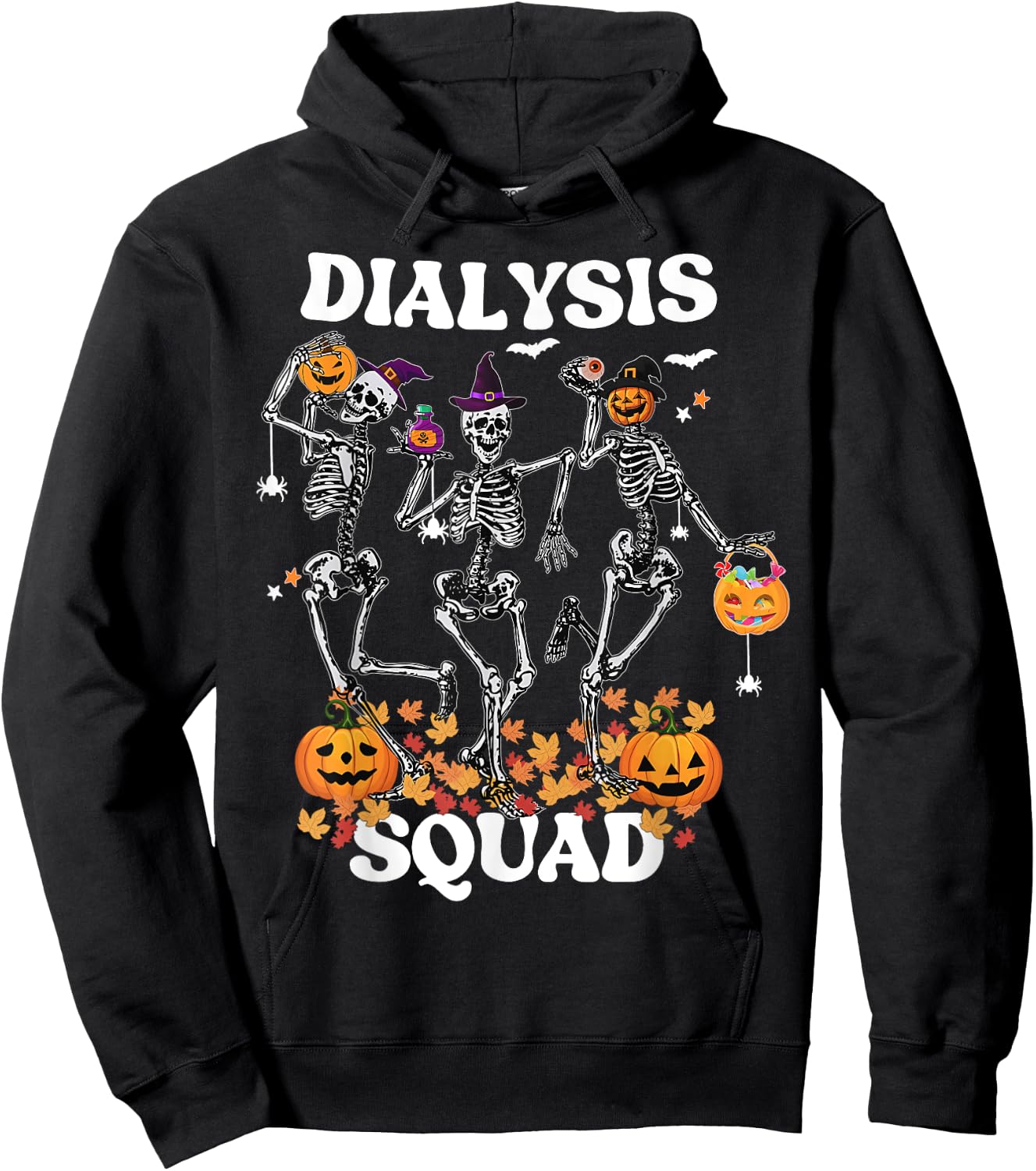 Spooky Dialysis Squad Nurse Skeleton Dancing Dialysis Tech Hoodie - Hoodie | Black