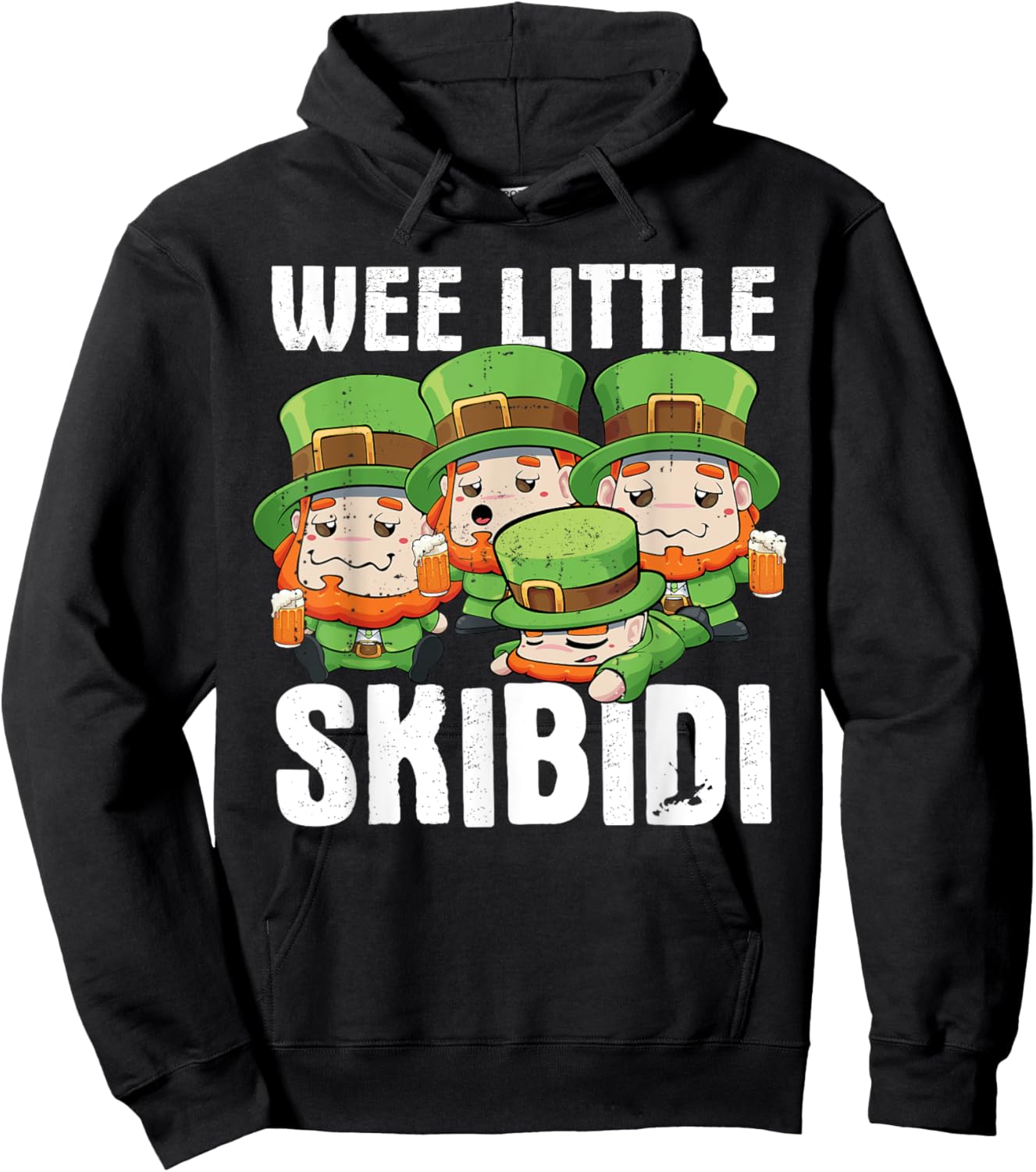 Wee Little Skibidi St. Patricks Day Leprechauns Funny Hoodie - Hoodie | Black