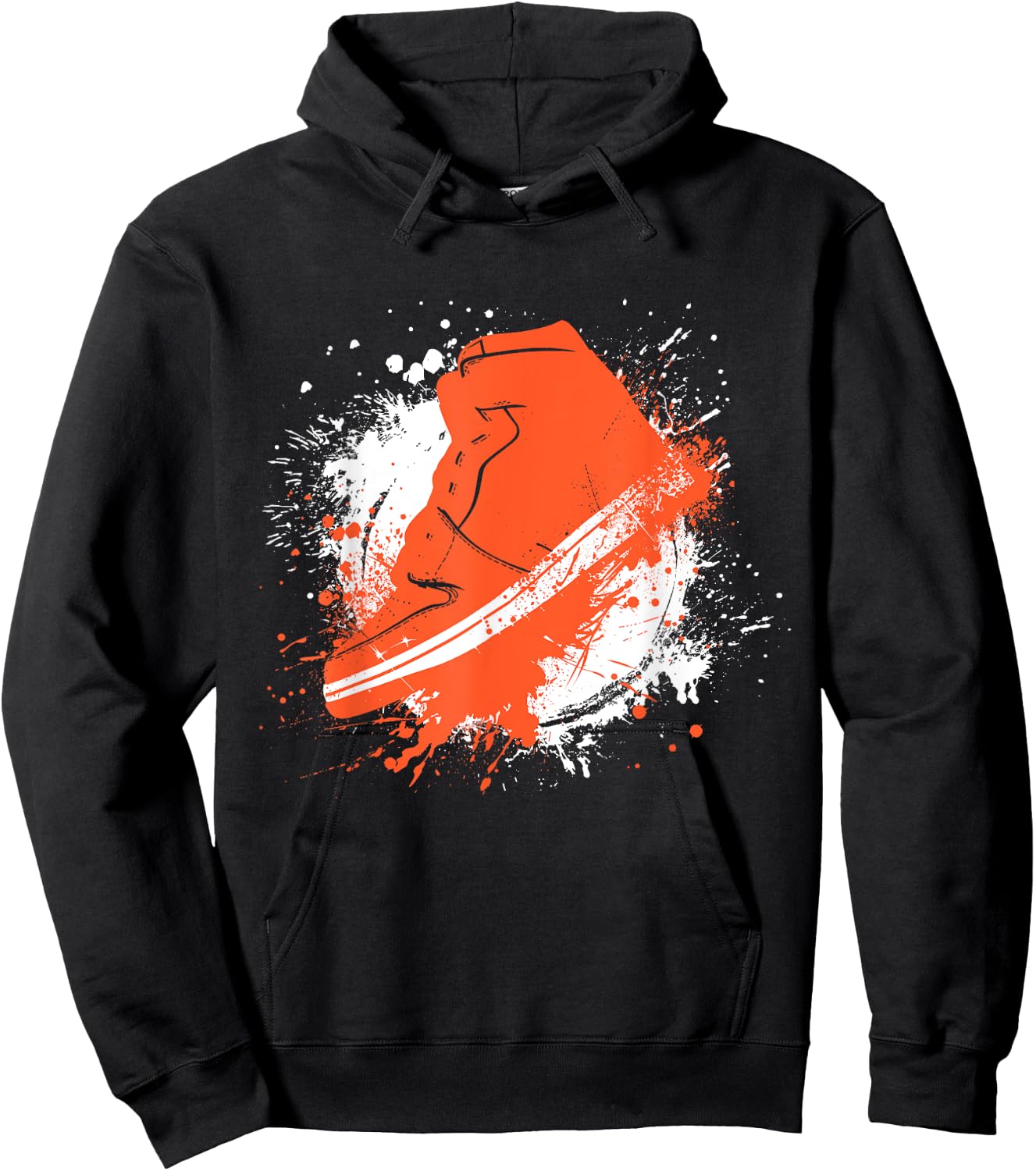 Army Green with Solar Orange Sneaker Graphic Hoodie - Hoodie | Black