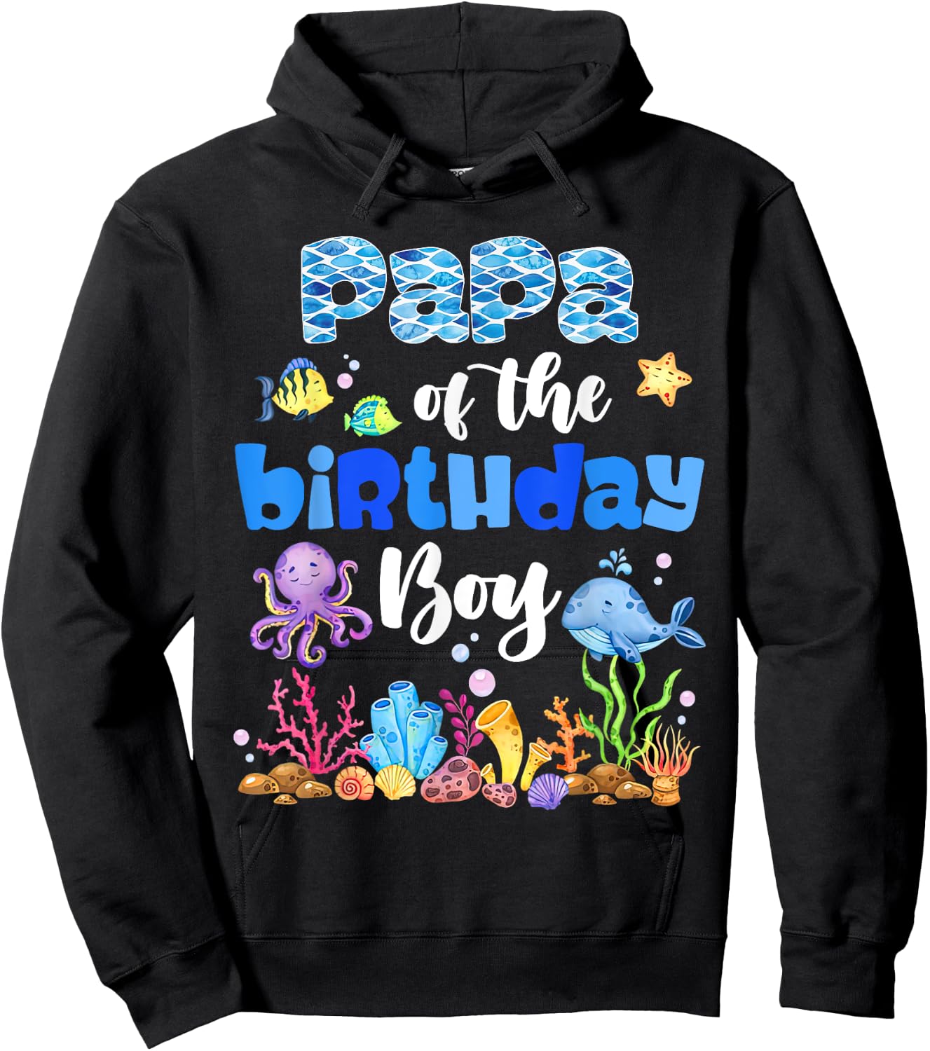 Papa Of The Birthday Boy Sea Fish Ocean Animals Aquarium Hoodie - Hoodie | Black