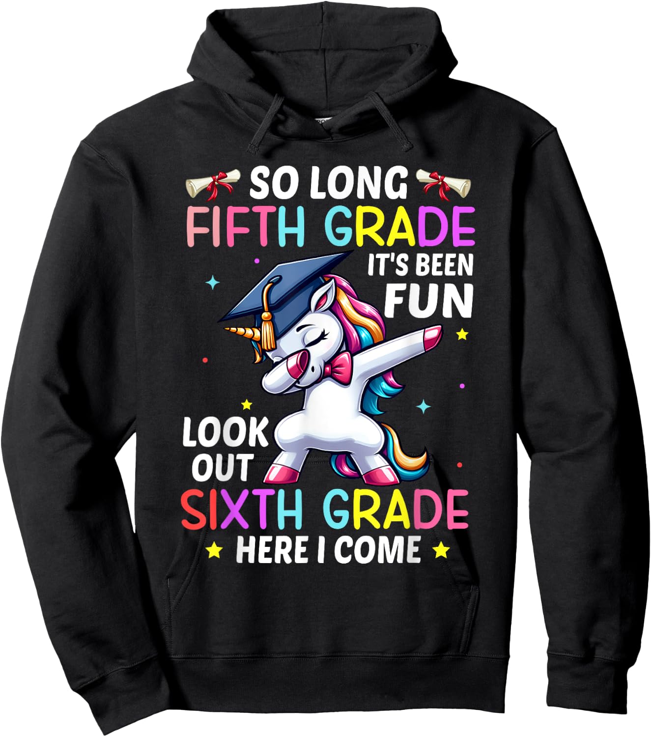 So Long 5th Grade 6th Grade Here I Come Unicorn Graduation Hoodie - Hoodie | Black