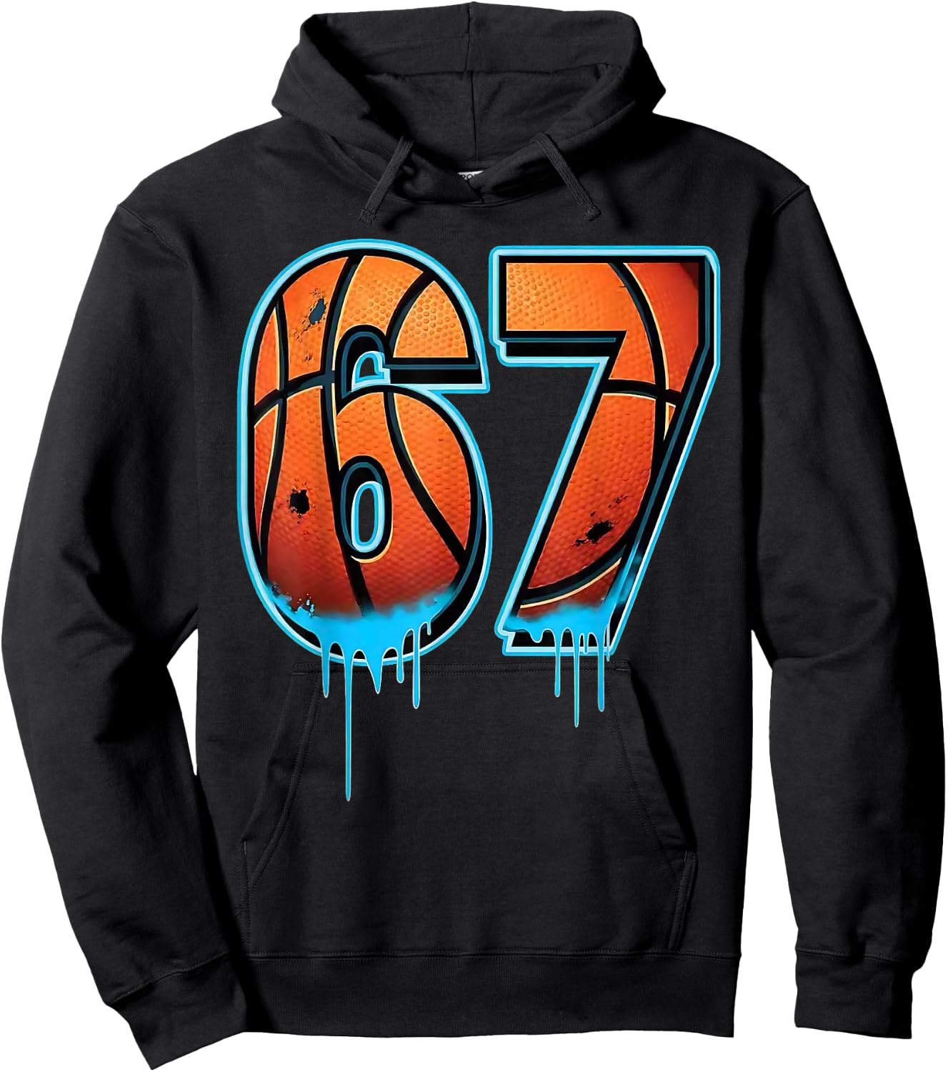 Basketball 67 Six Seven Funny 6 7 Gen Alpha Meme Drip Hoodie - Hoodie | Black