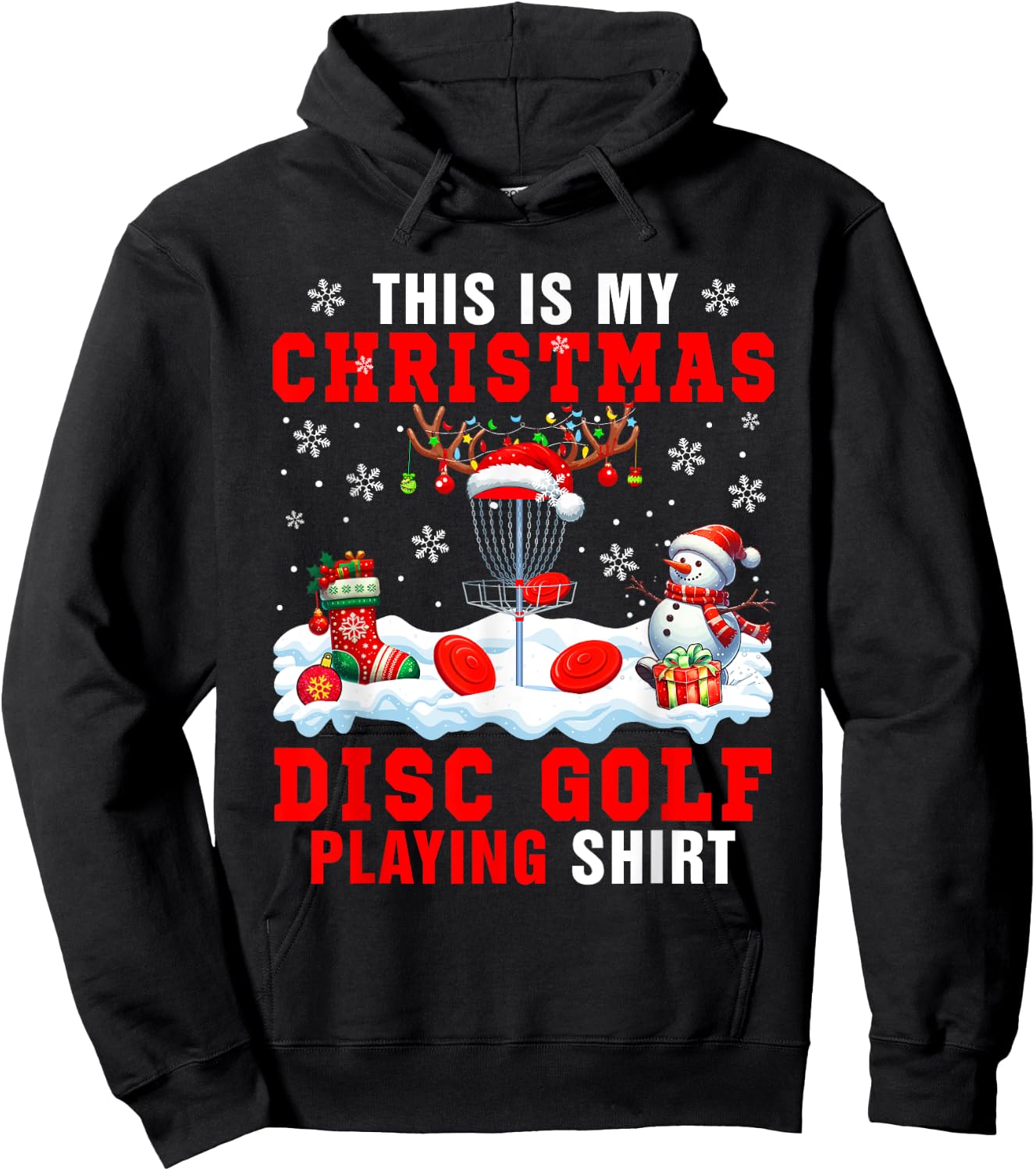 My Christmas Disc Golf Playing Shirt Santa Equipment Player Hoodie - Hoodie | Black