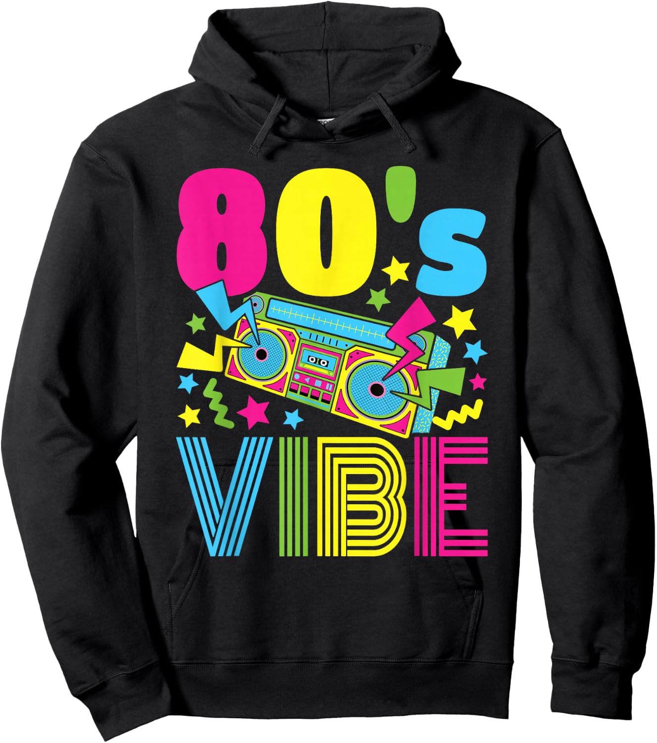 80s Style Clothing Women Boys Girls Kids 80s Vibe 1980s Fashion -Kids Black Short Sleeve Classic Fit Cotton Blend Small Hoodie - Hoodie | Black