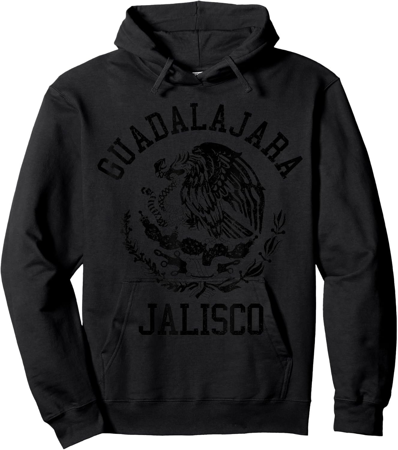 Guadalajara Jalisco Mexico Pride Mexican Flag Vintage Hoodie - Hoodie | Black