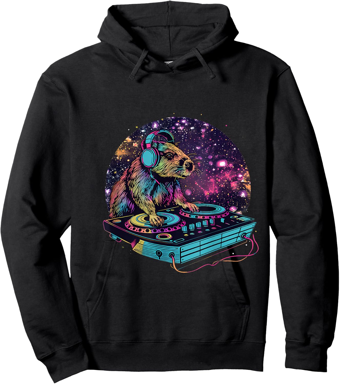 Capybara Music DJ Turntable DJ Capybara Music Producer House Hoodie - Hoodie | Black
