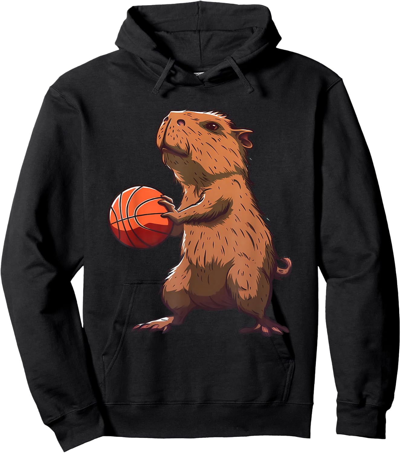 Basketball Capybara Basketball Hoop Bball Player Animal Art Hoodie - Hoodie | Black