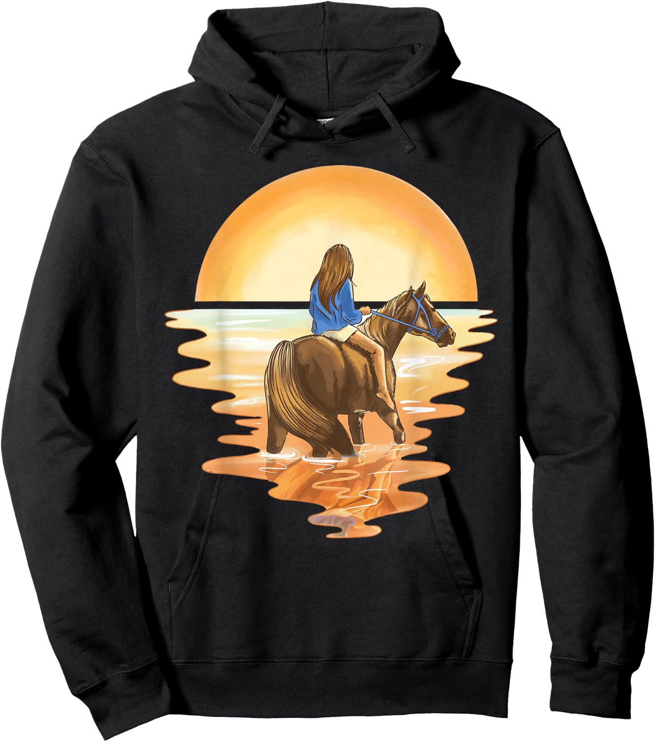 Girl rides in the sunset horse horses Hoodie - Hoodie | Black