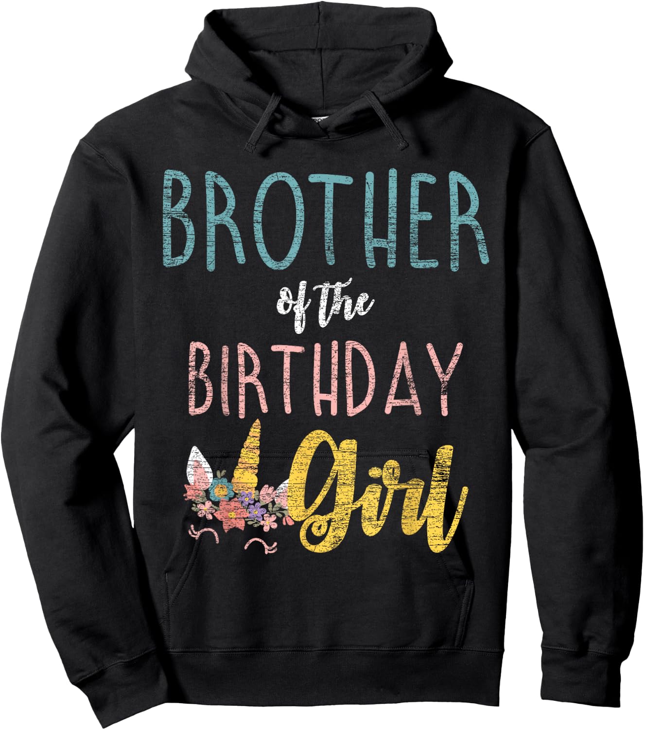 Brother Of The Birthday Girl Brother Gifts Unicorn Birthday Hoodie - Hoodie | Black