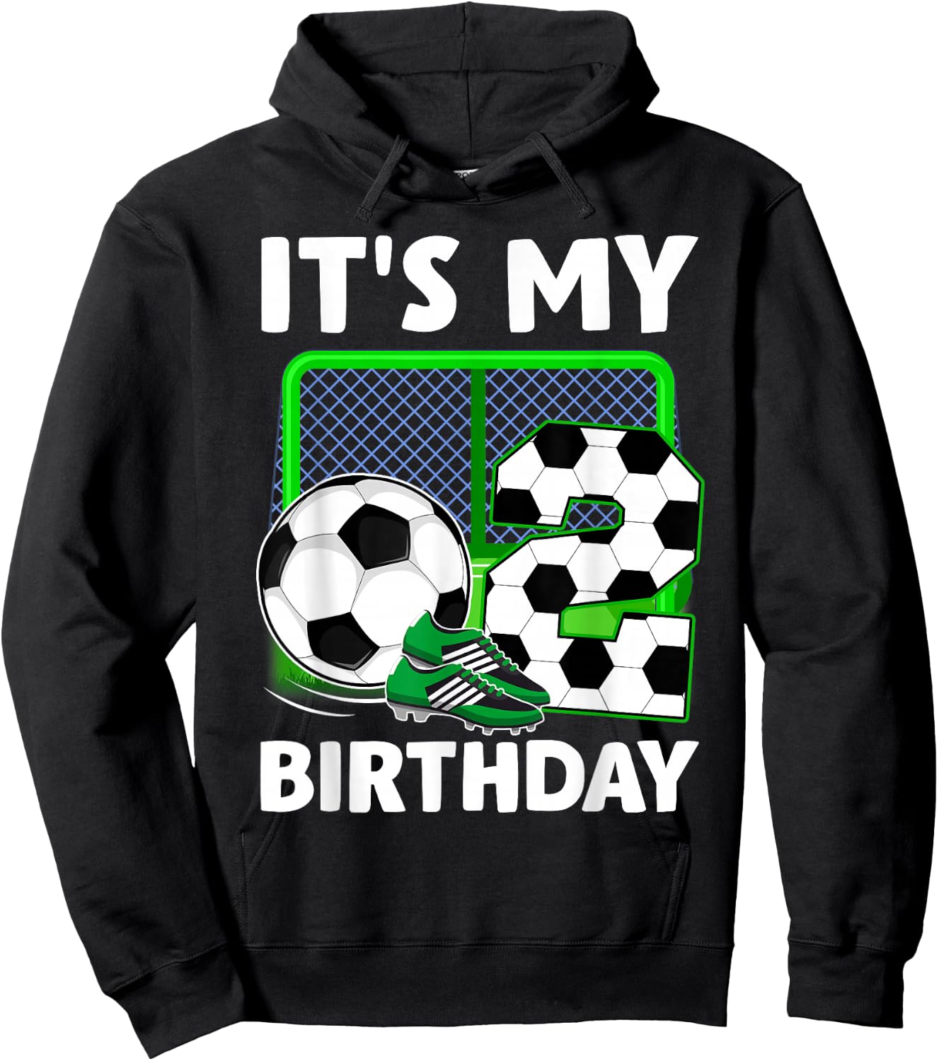 It's My 2nd Soccer Party 2 Year Old Birthday Soccer Boy Hoodie - Hoodie | Black