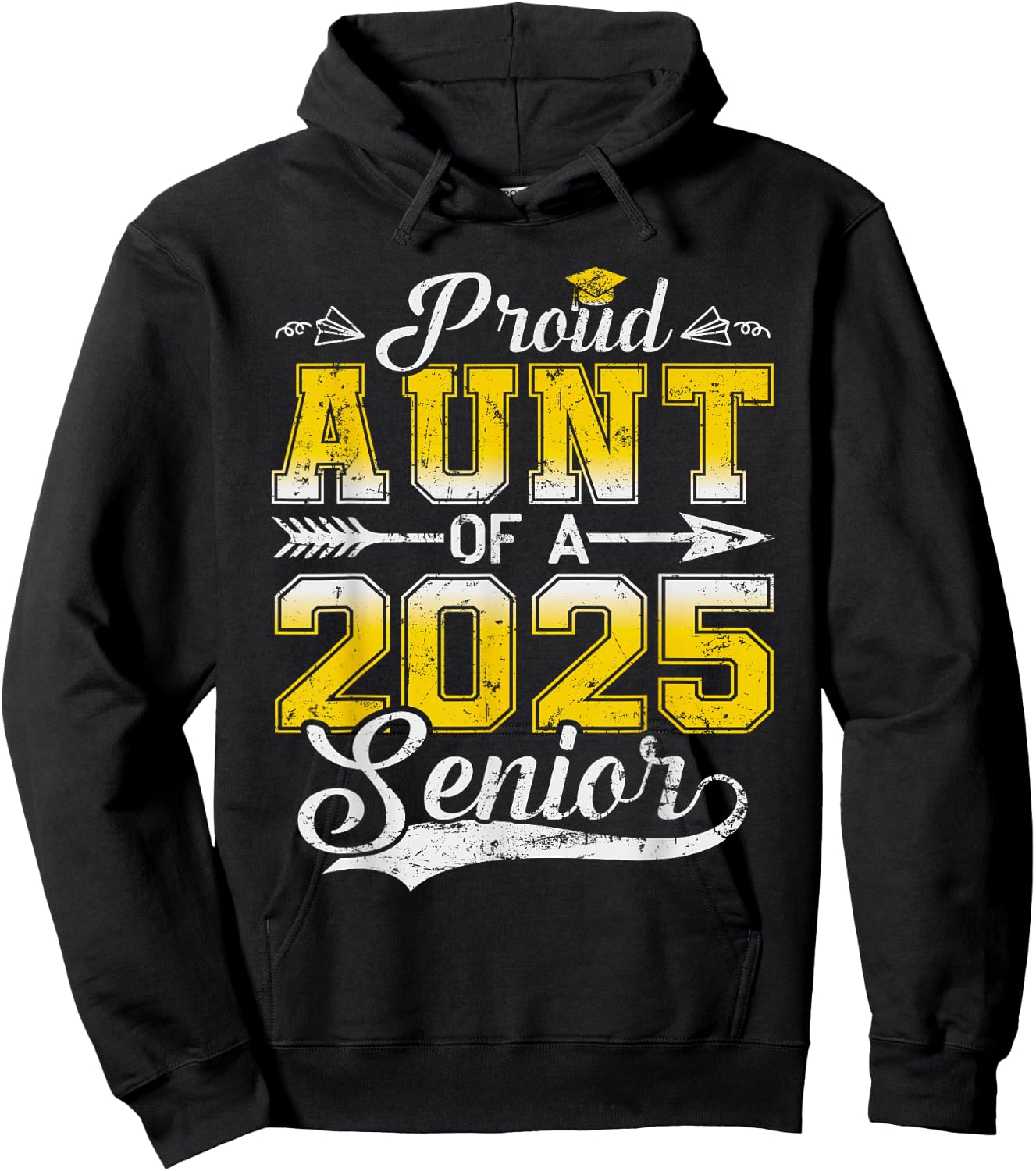 Proud Aunt of a 2025 Senior Graduate, Funny Vintage Hoodie - Hoodie | Black