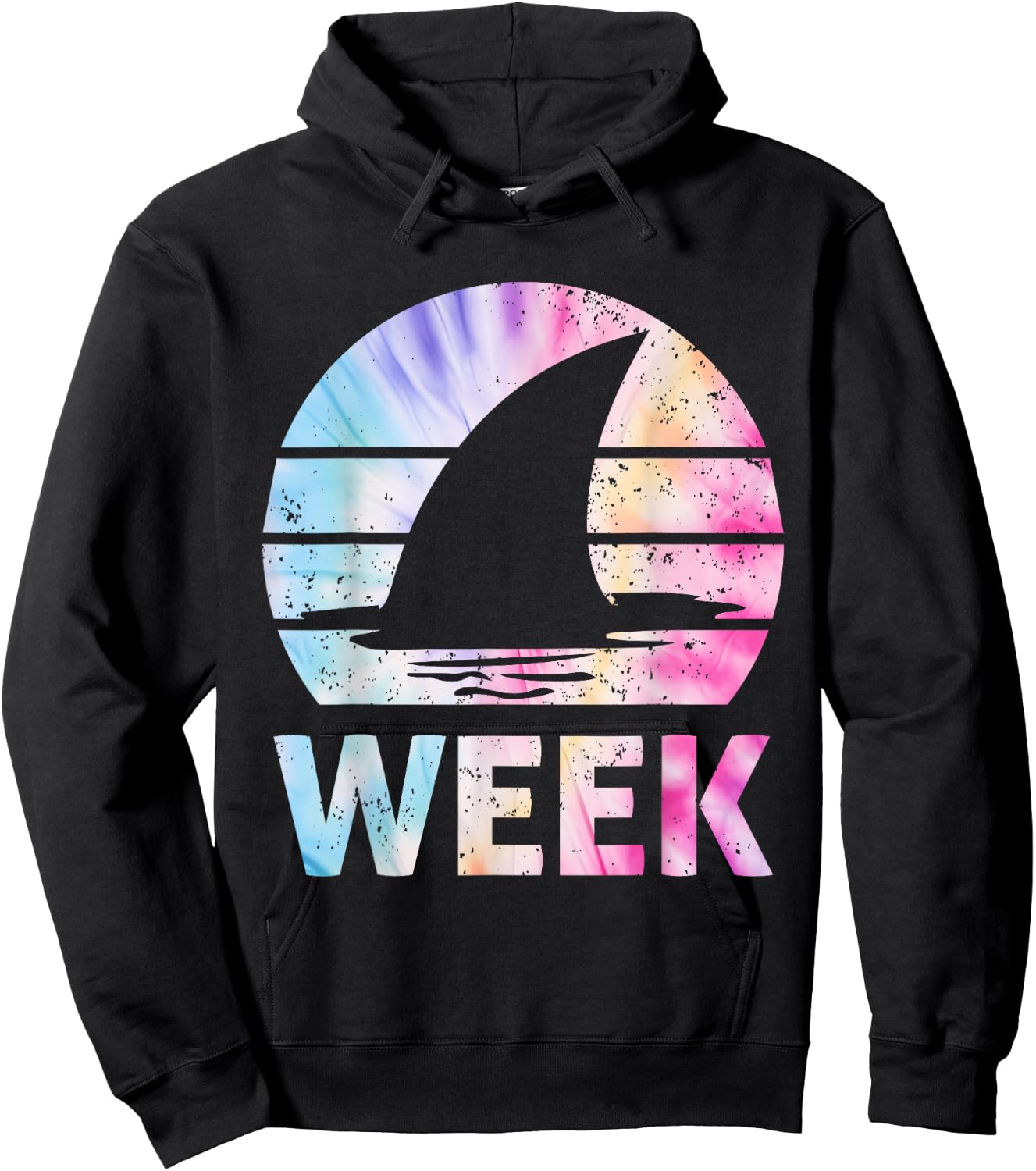 2025 Week Retro Shark Fin Lover Sea Ocean Animal Summer Trip Men Women Girls Kids Hoodie - Hoodie | Black