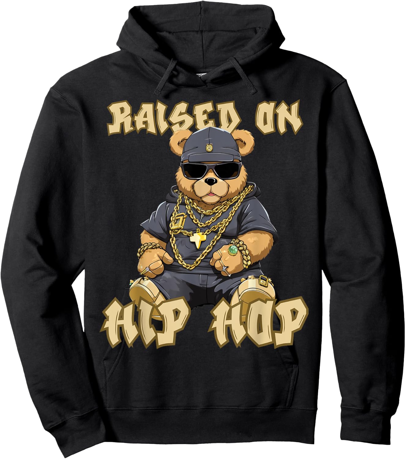 Hip Hop Teddy Bear Celebrating Hip Hop Hoodie - Hoodie | Black