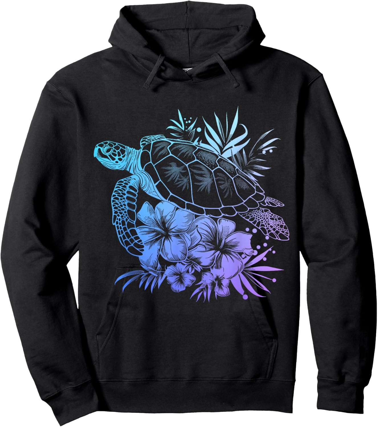 Sea Turtle Hawaiian Flowers Hawaii Diver Hoodie - Hoodie | Black