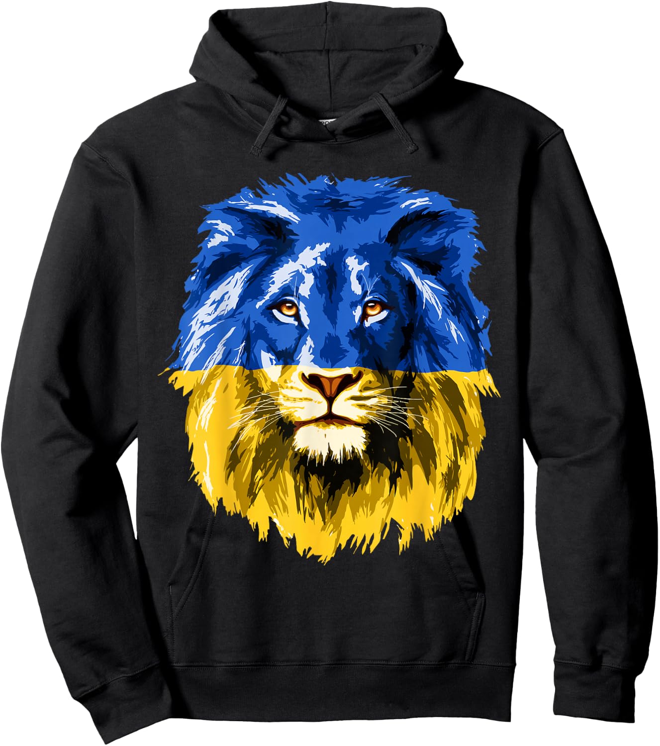 Yellow & Blue Flag Lion Face National Colors Hoodie - Hoodie | Black