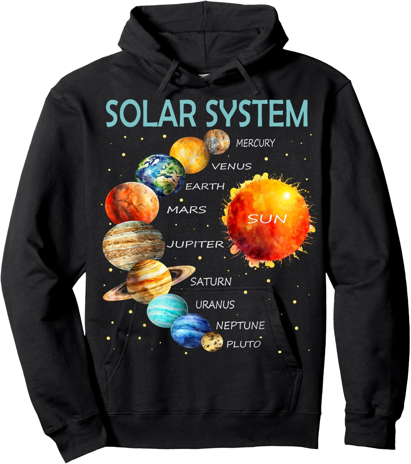Solar System, Planets, Science, Space, Boys Hoodie - Hoodie | Black